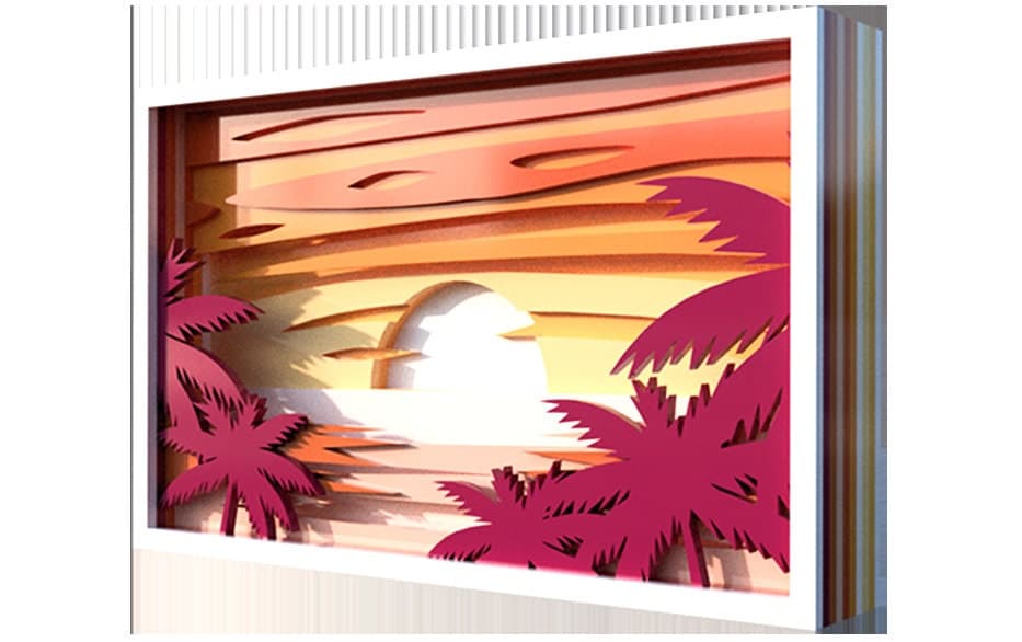 Tropical Sunset Beach Shadow Box CNC Plan SVG ai  dxf eps pdf png - image 4