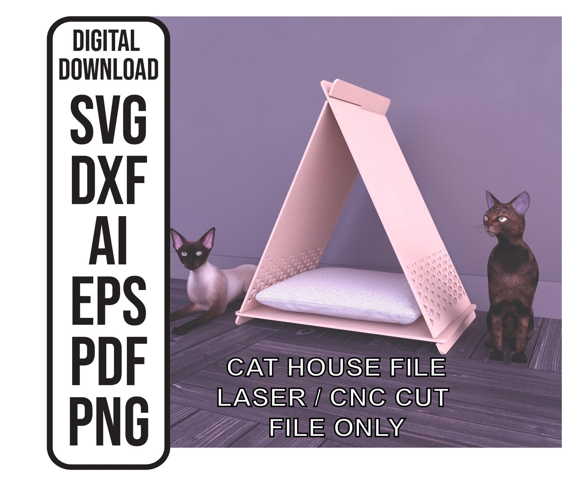 Triangular Cat House Laser Cut File (Digital Download)