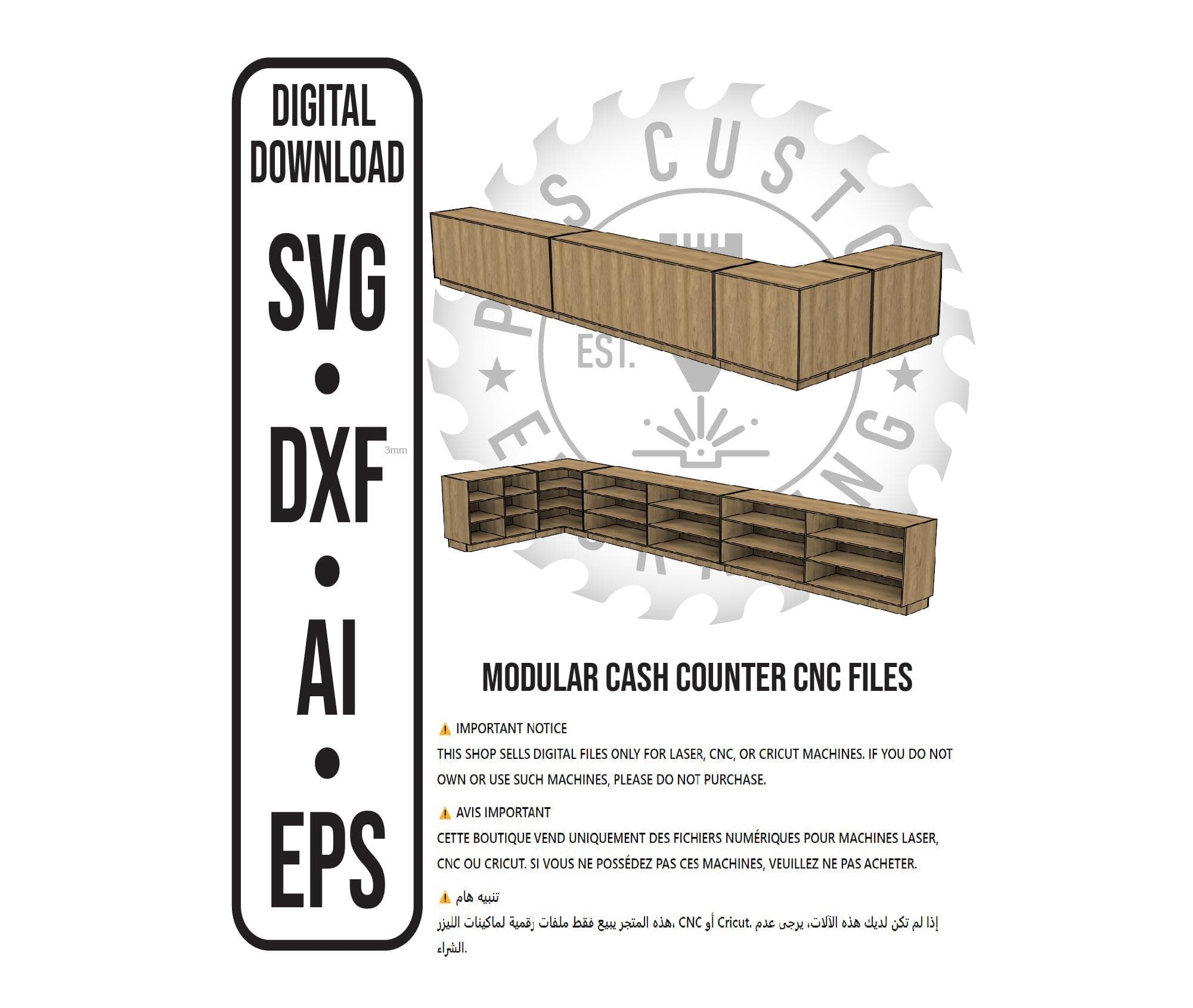 Modular Cash Counter CNC Laser Cut File (Digital Download)