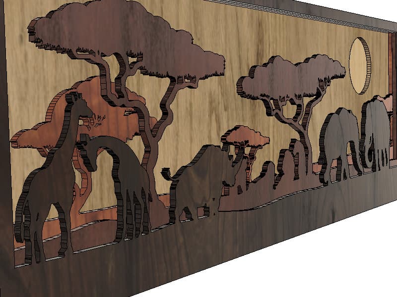 African Savannah Shadow Box SVG: Laser Cut Wall Decor (Digital Download) - image 3