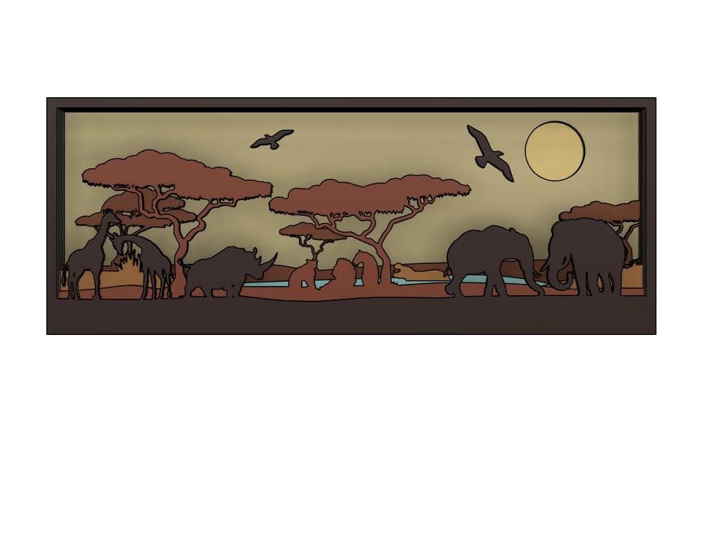 African Serengeti Wildlife Shadow Box Cut File (Digital Download) - image 5