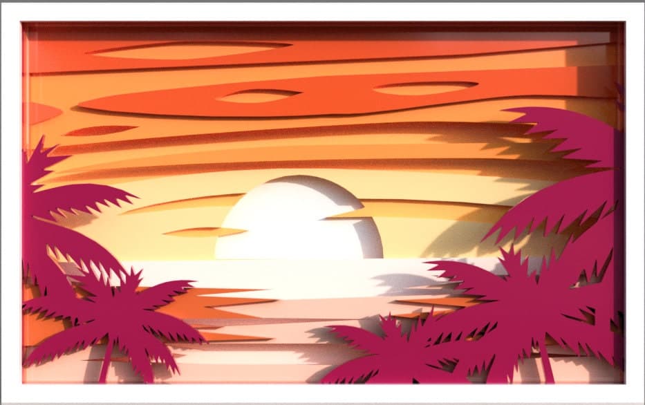 Tropical Sunset Beach Shadow Box CNC Plan SVG ai  dxf eps pdf png - image 3