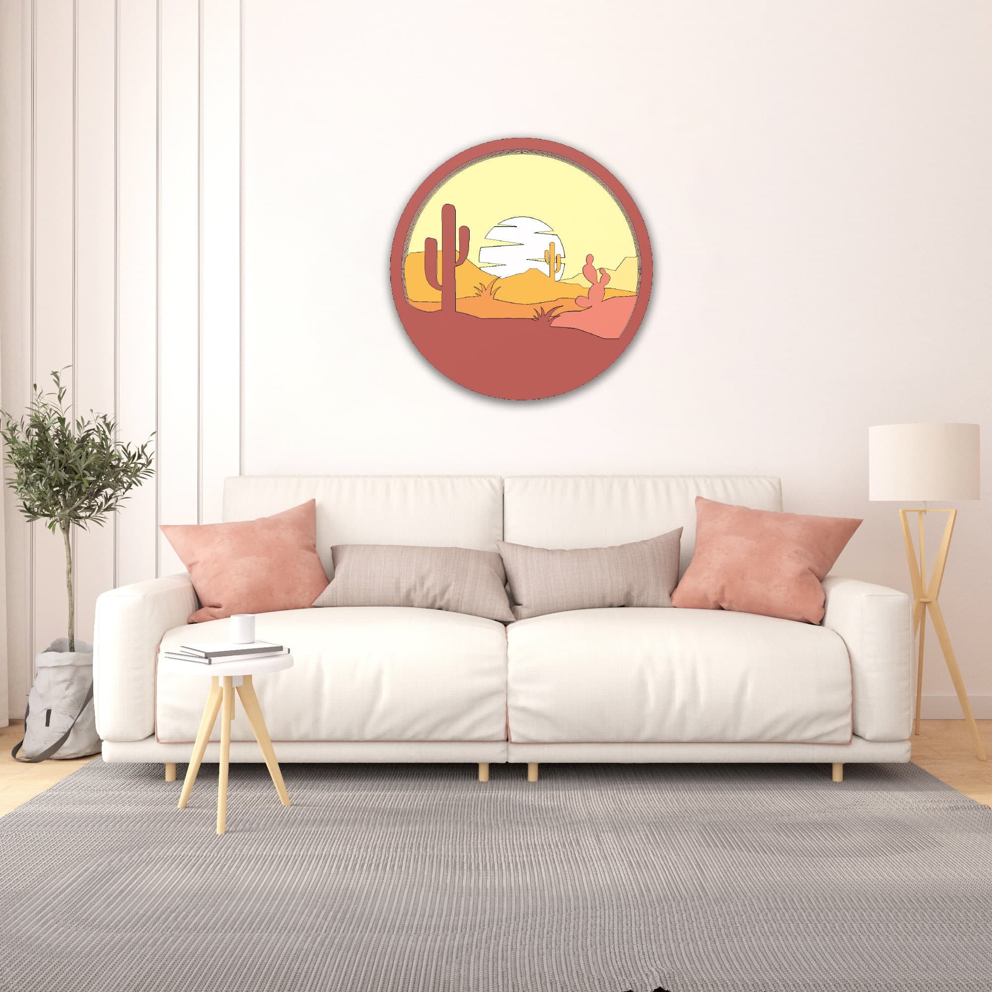 Multilayer Desert Round Laser Cut File Southeast Arizona Desert Southeast Cactus Round Shadow Box Laser Files SVG ai dxf eps pdf png - image 4