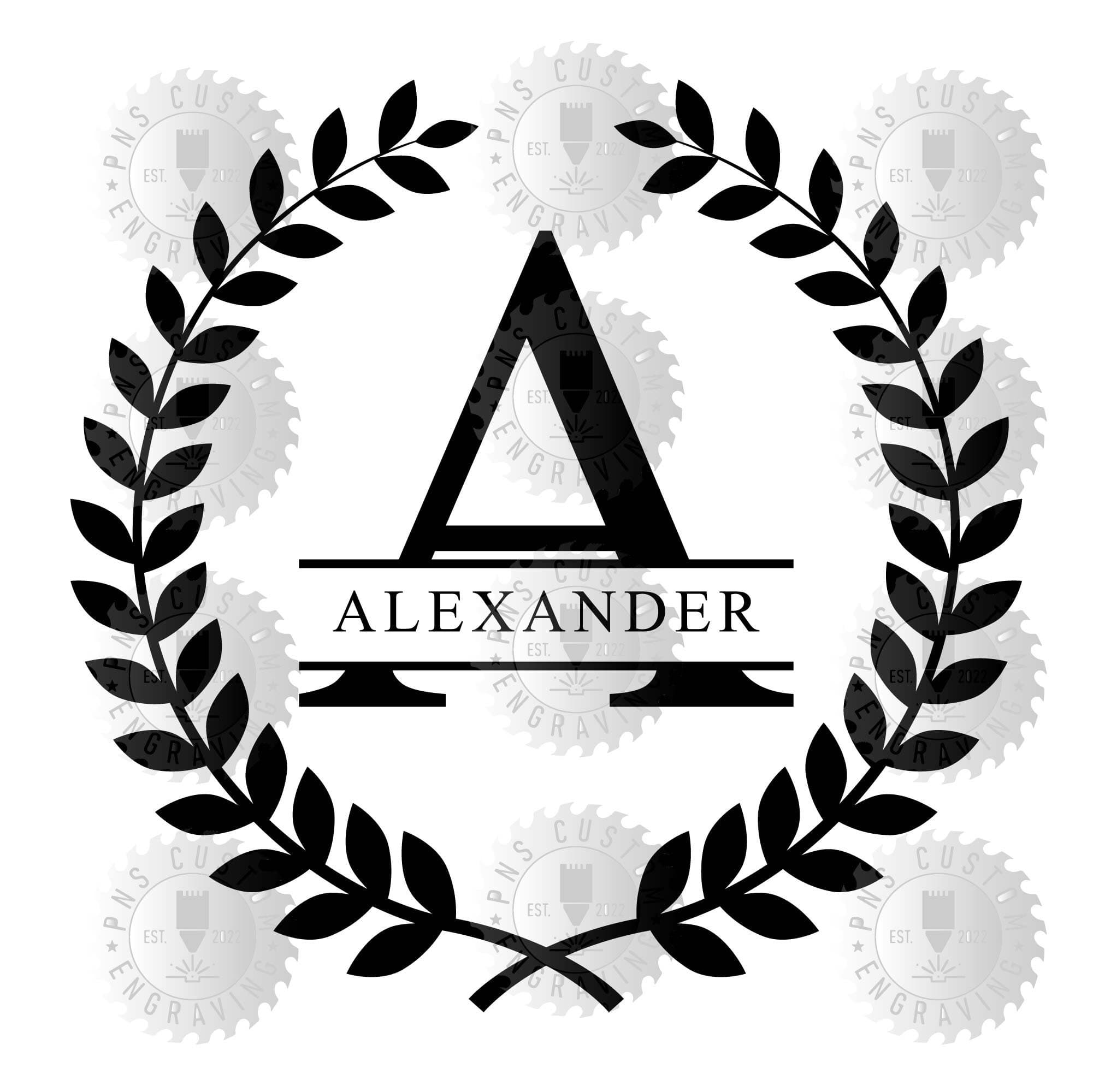 Split Monogram Alphabet Letters Wreath (Digital Download - svg, dxf, ai, eps, pdf, png) - image 3