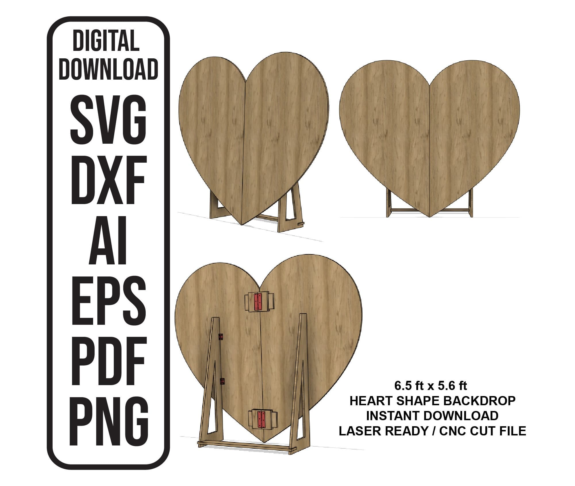 Heart Wedding Backdrop SVG CNC Laser Cut Plan (Digital Download)