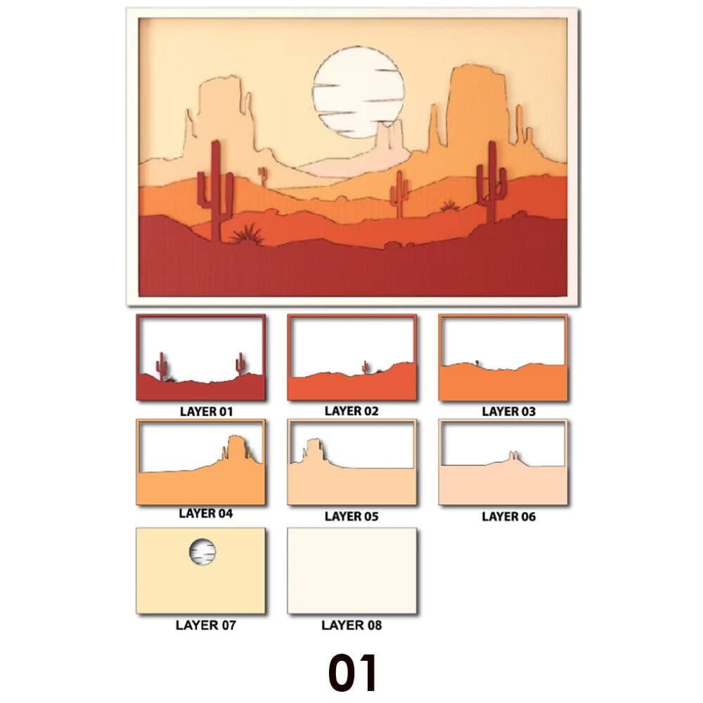 Arizona Desert Multi-Layered Shadow Box: Laser Cut Files (Digital Download) - image 3