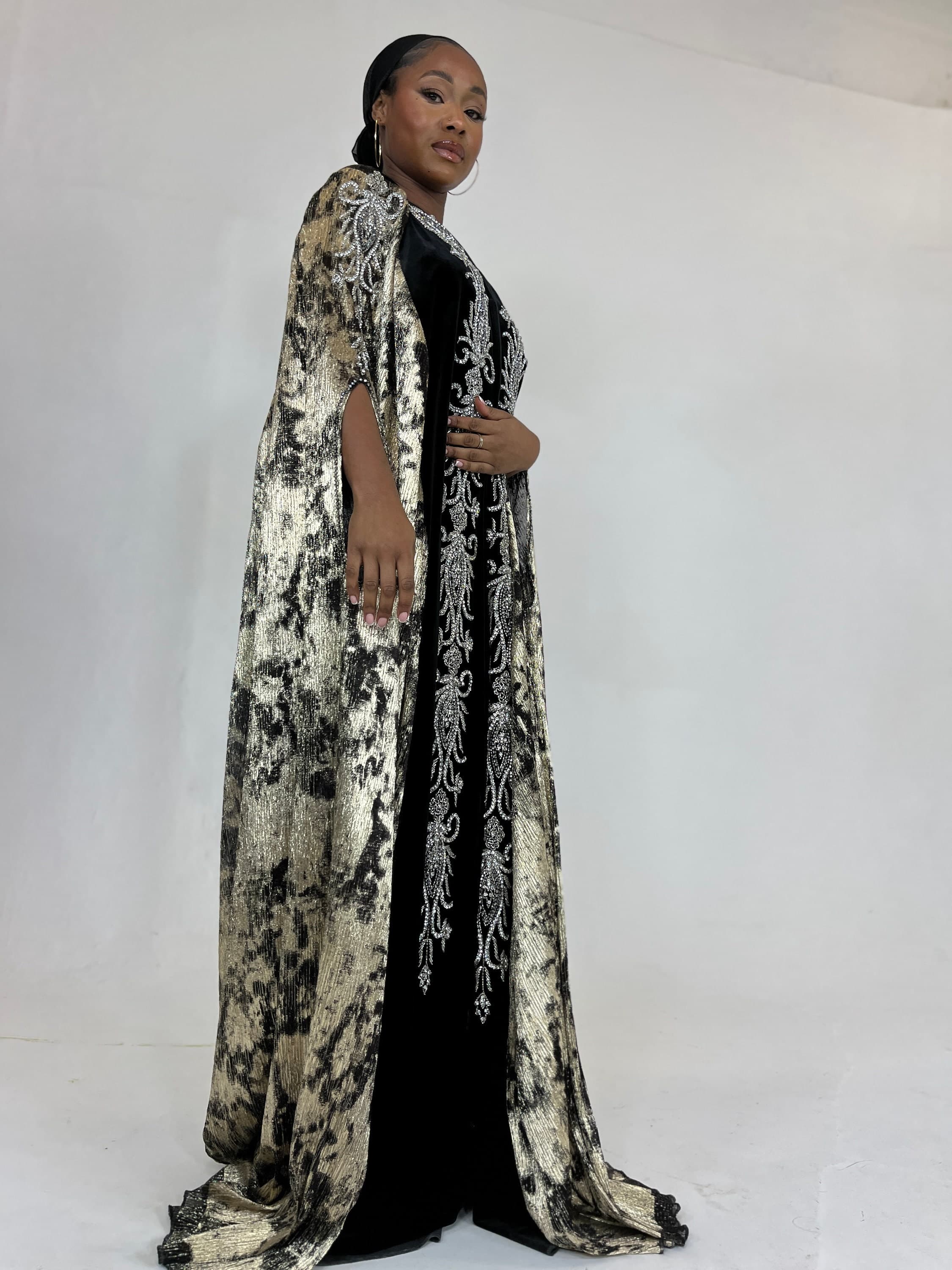 Luxury Dubai cape abaya long gown hijab dress - image 4