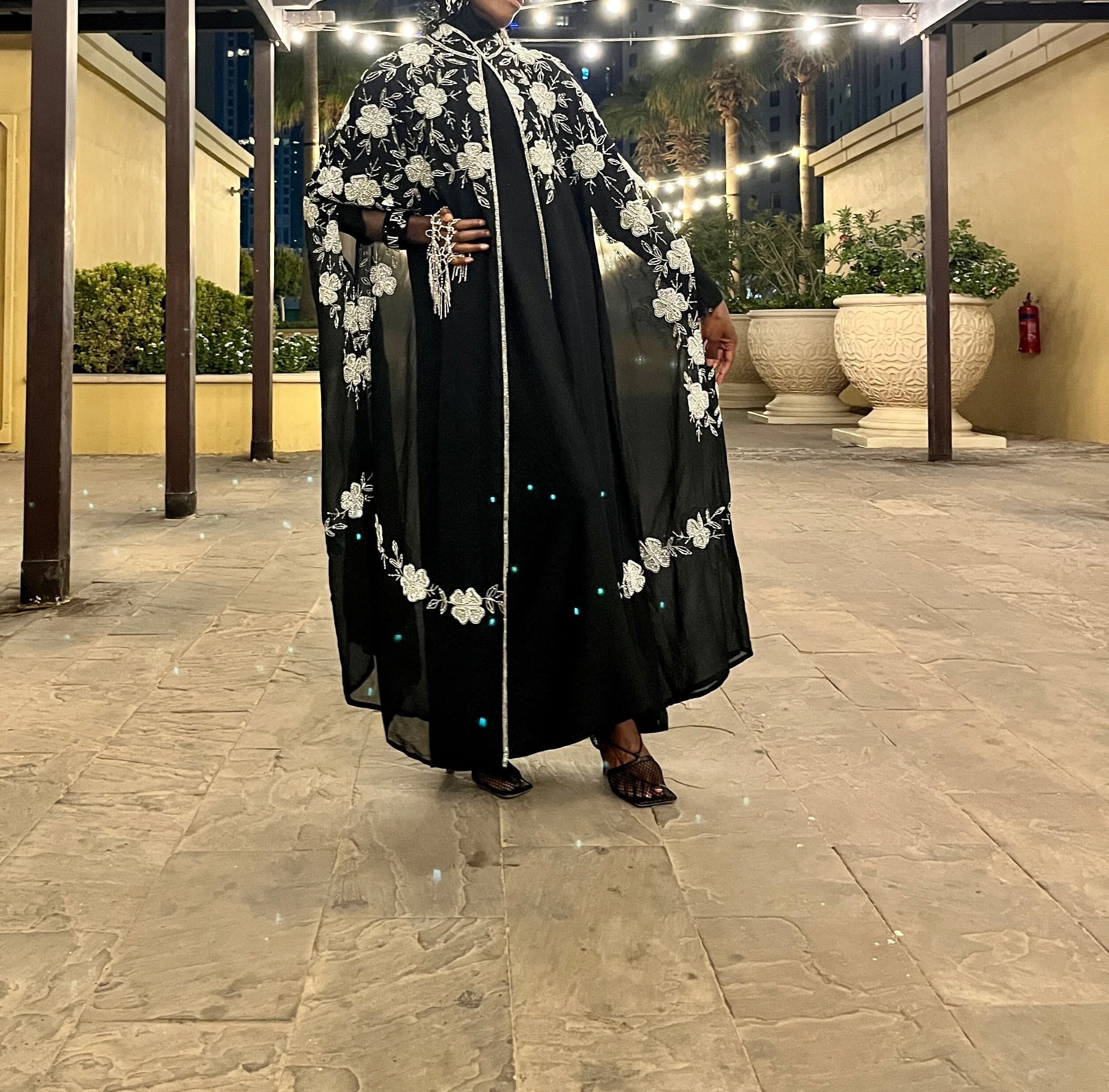 Luxury Dubai abaya chiffon cape butterfly gown