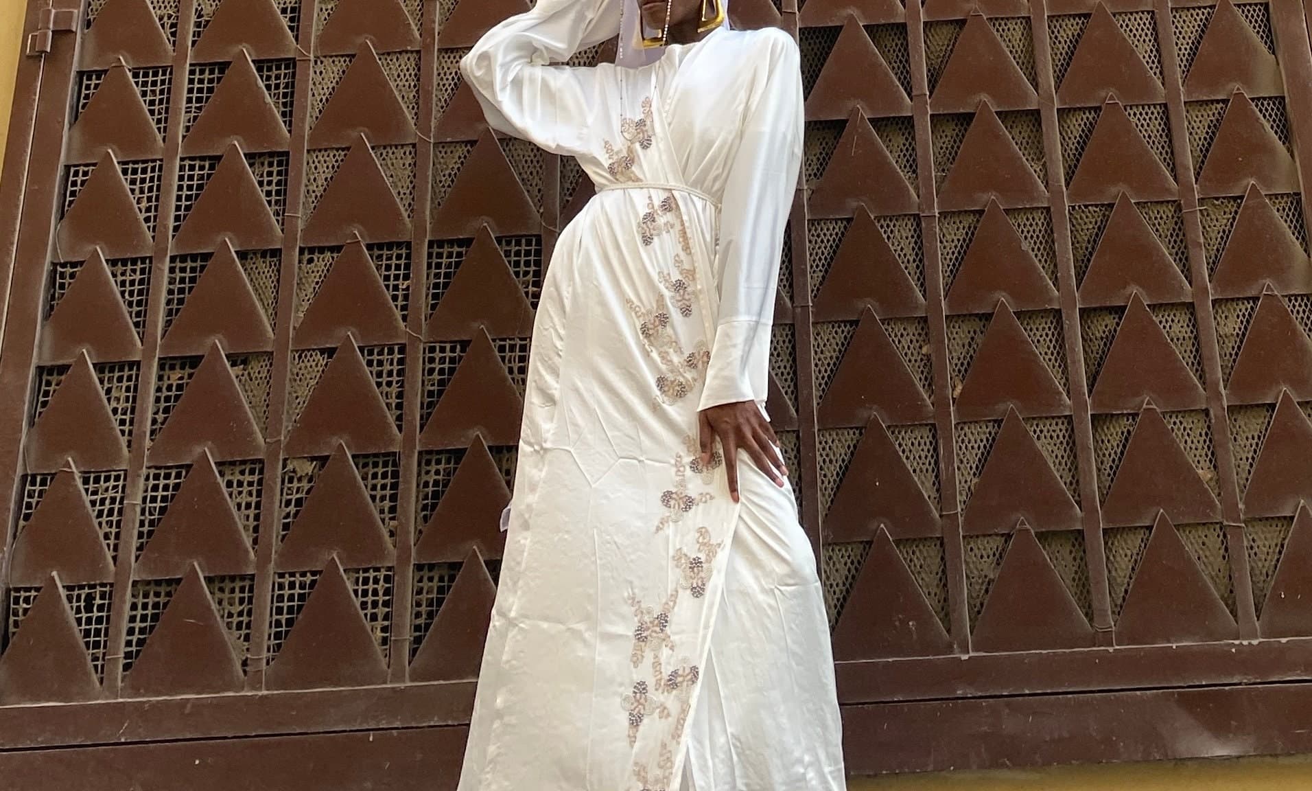 Luxury silky 4pc abaya gown kaftan bridal set made in Dubai - image 3