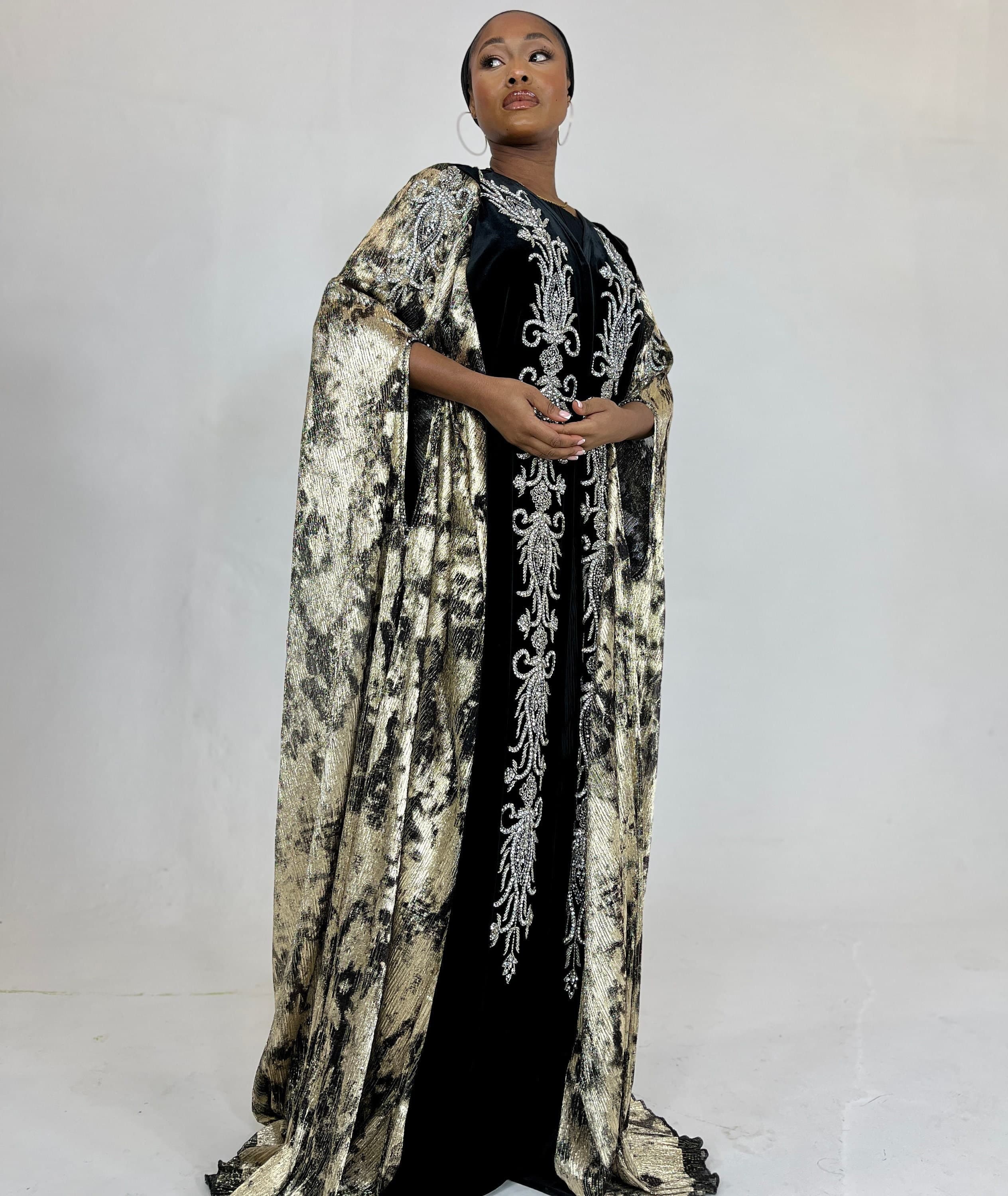 Luxury Dubai cape abaya long gown hijab dress