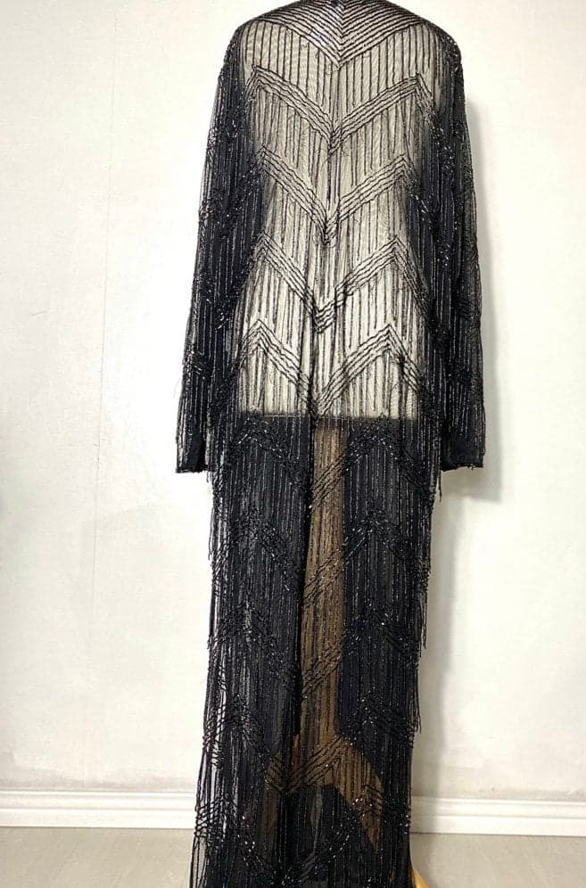 Muslim Nikah Embellished Chiffon Abaya, Kaftan Robe - image 4