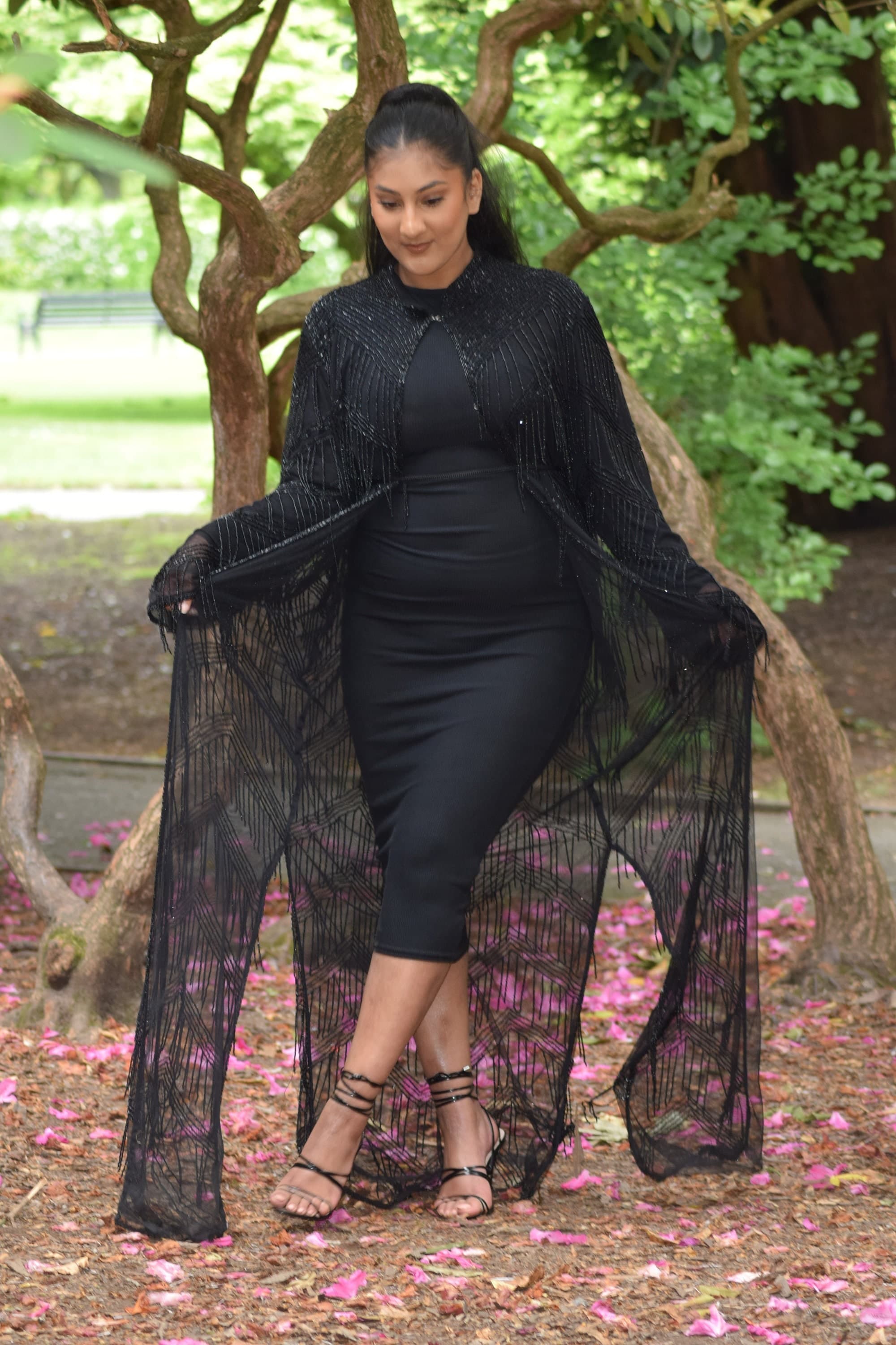 Muslim Nikah Embellished Chiffon Abaya, Kaftan Robe