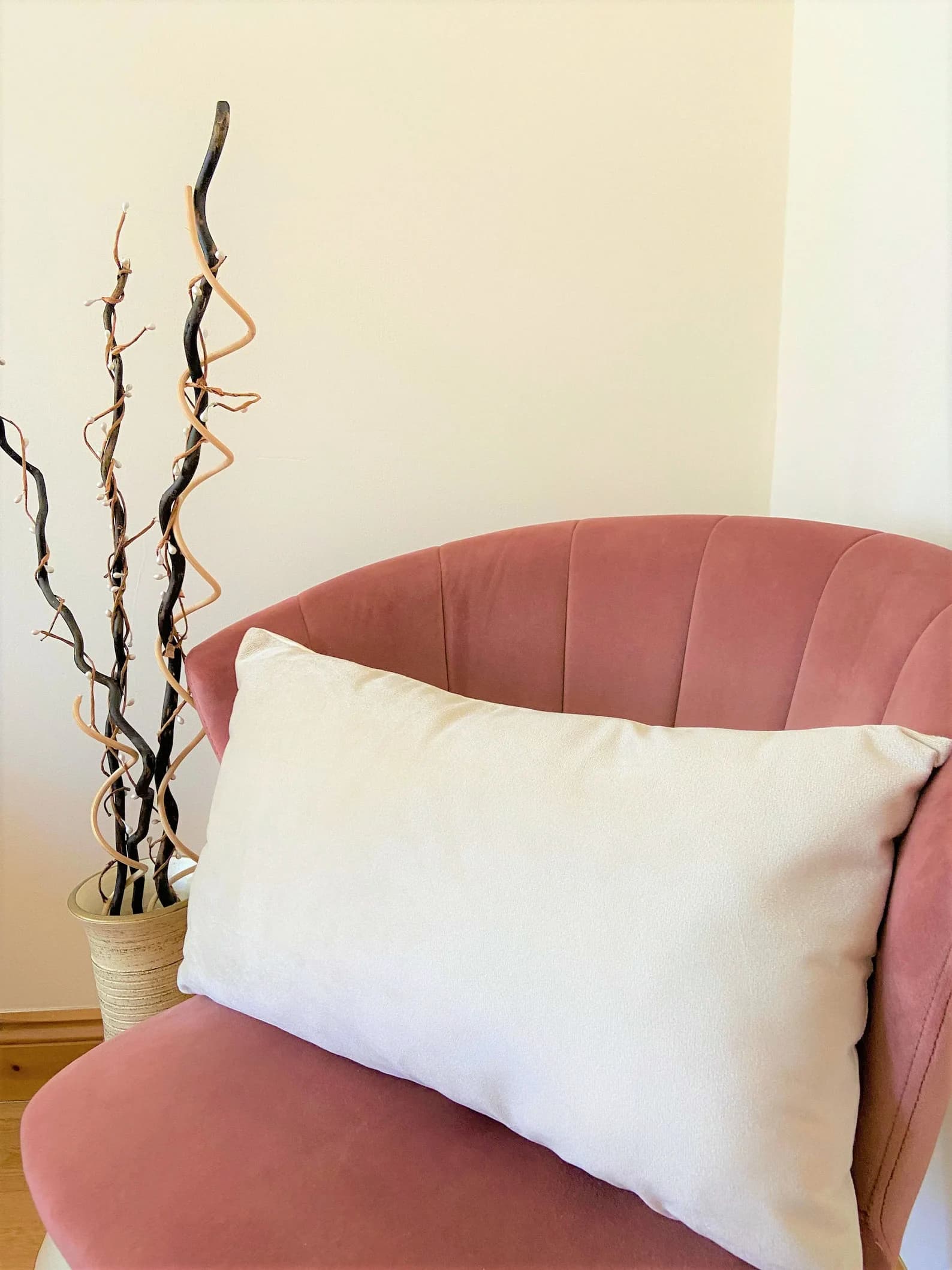 Handmade White Velvet Pillow Cover: Modern Geometric Cushion (19x11) - image 3