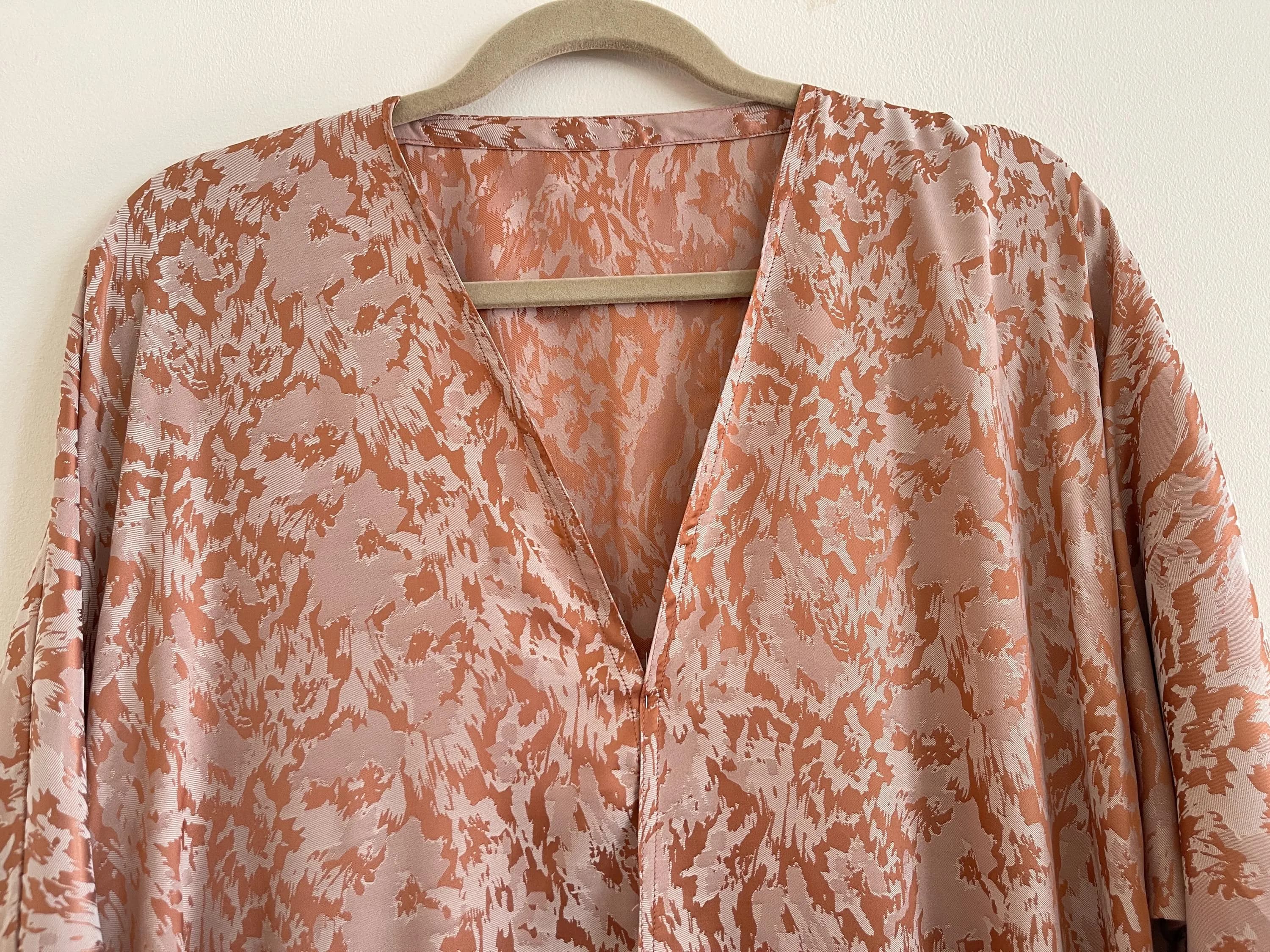 Burnt Orange Abstract Abaya, Terracotta Printed Open Abaya, Satin Effect Kimono, Modest Eid Occasion Abaya - image 5