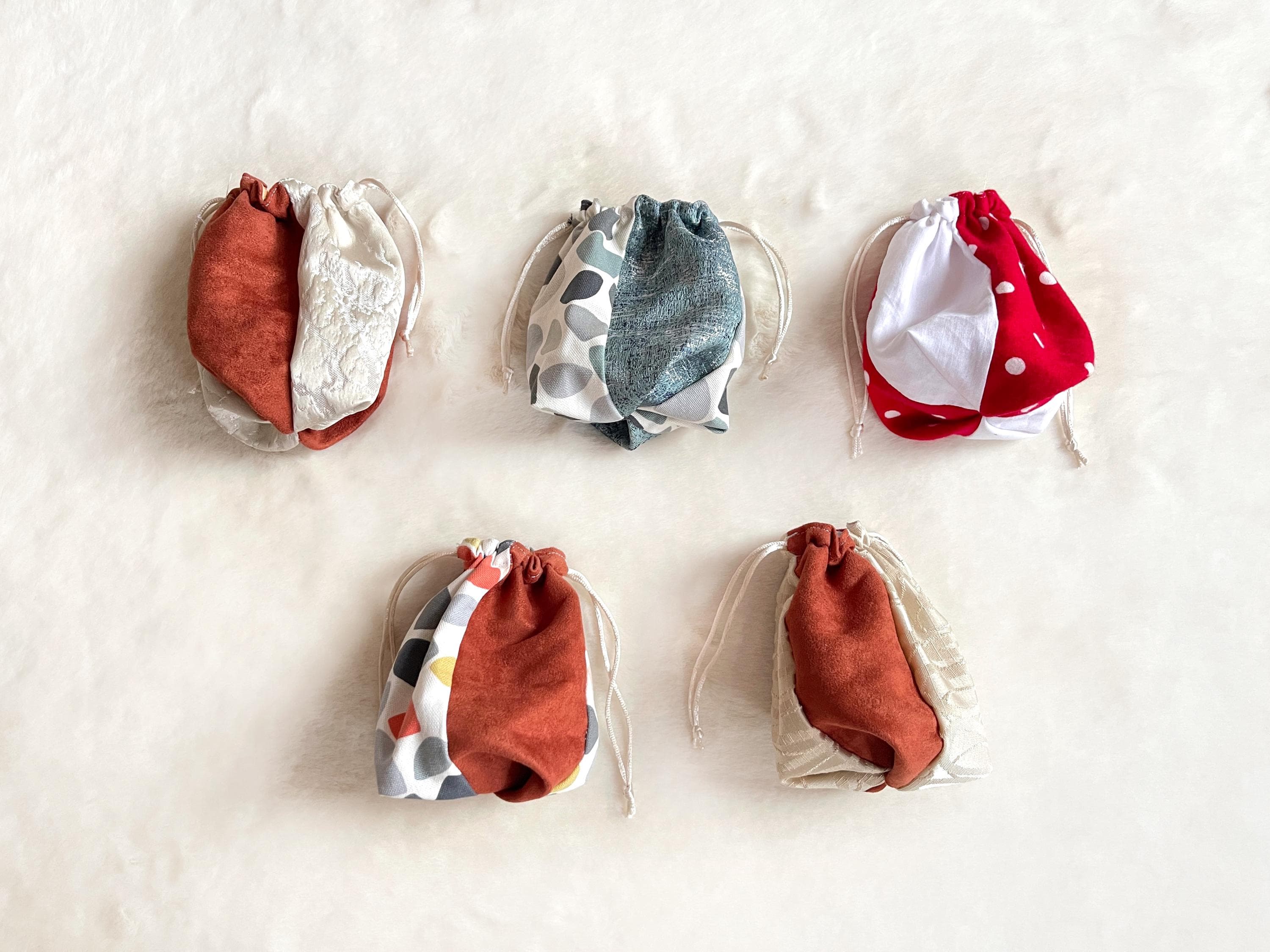 Handmade Lined Cotton Drawstring Pouch: Travel Coin Purse