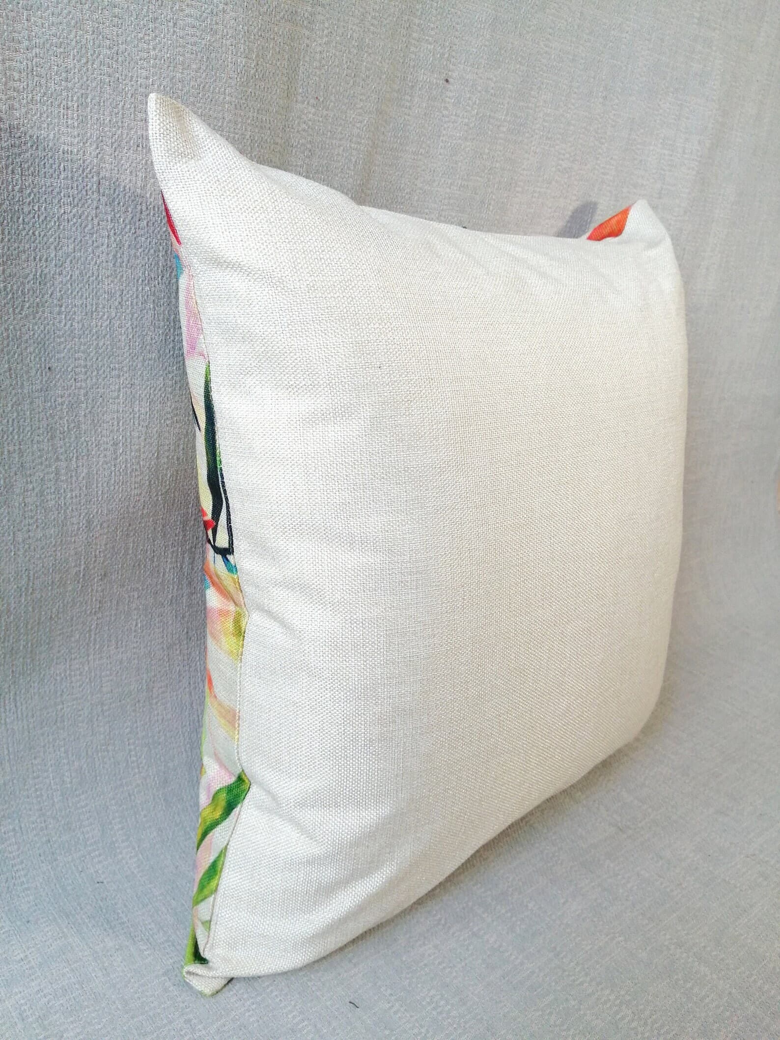 Handmade Autumn Leaves Pillow Cover: Modern Jute Cushion (18x18) - image 4