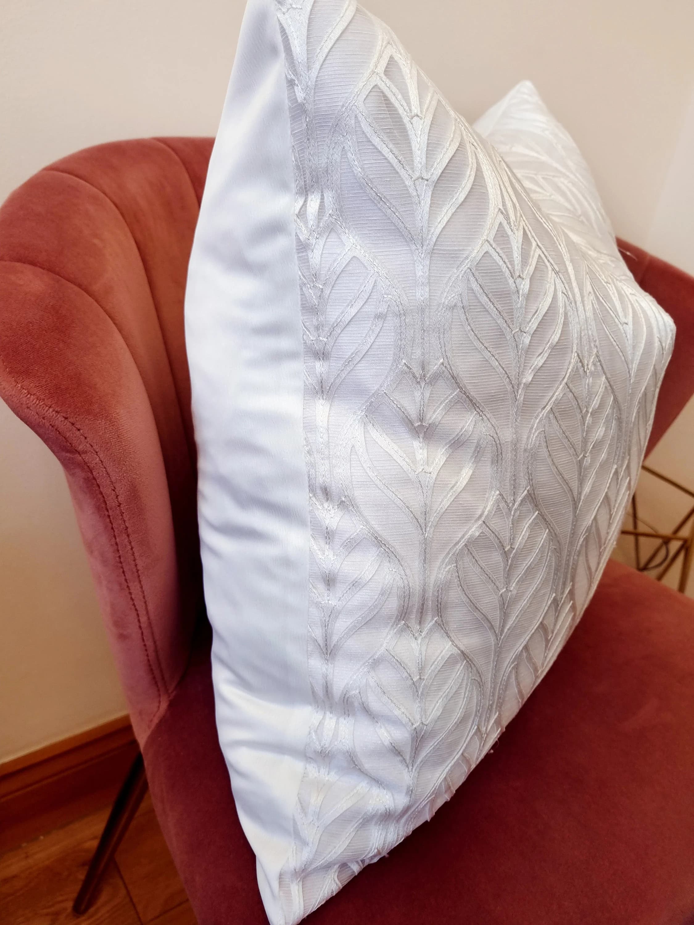 Luxury White 18x18 Cushion Cover, Handmade, Contemporary, Cover Decorative Pillow - image 4
