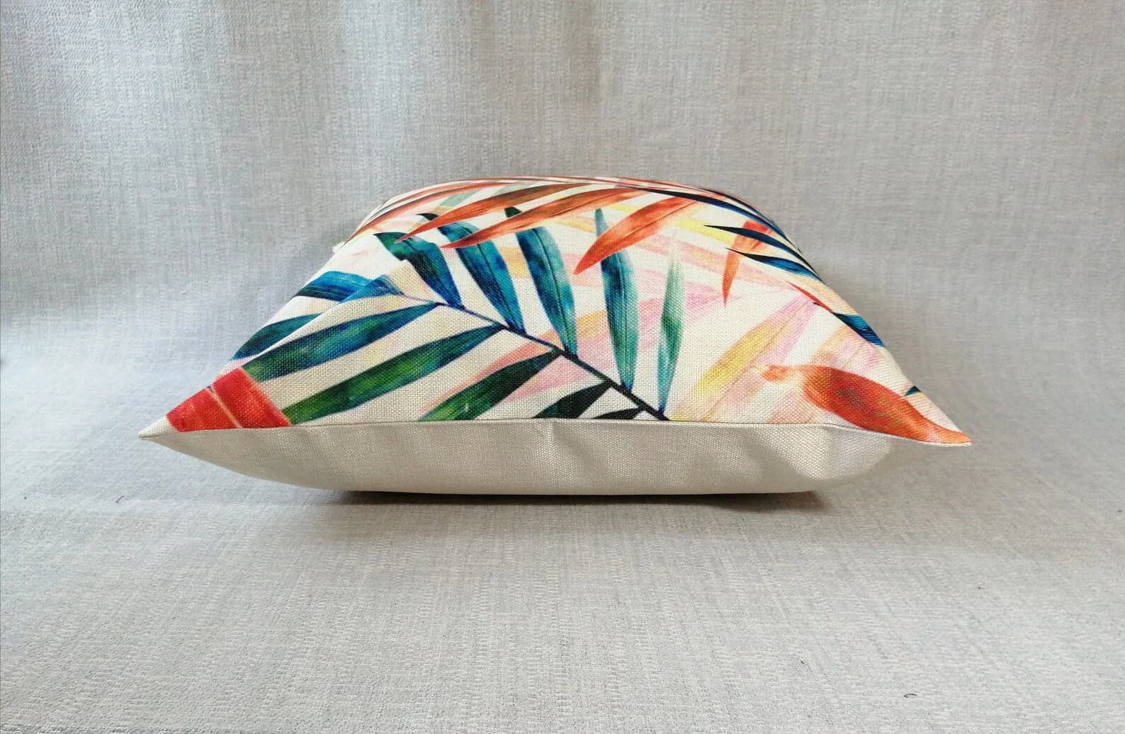 Handmade Autumn Leaves Pillow Cover: Modern Jute Cushion (18x18) - image 3