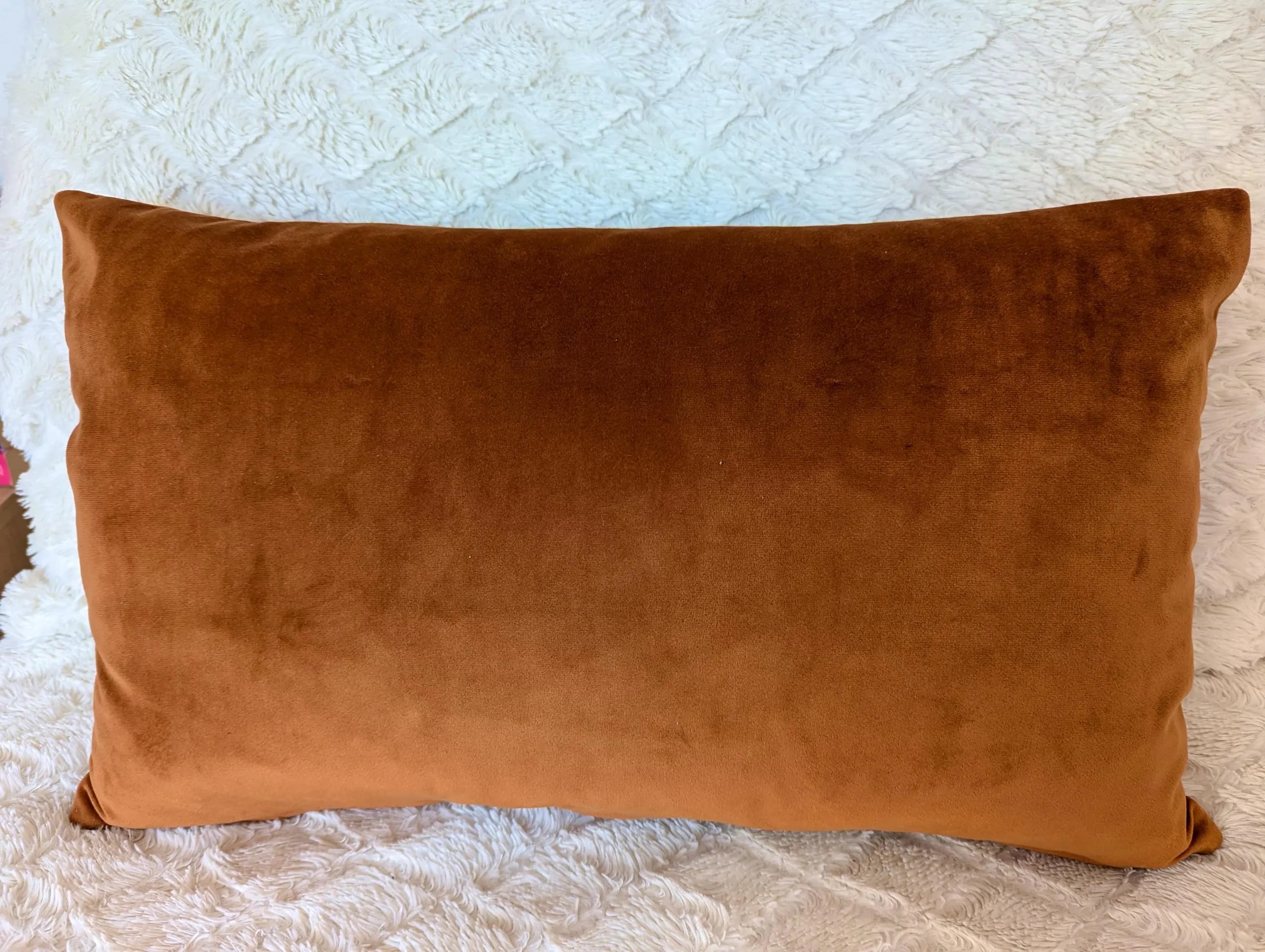 Burnt Orange Velvet Pillow Cover: Handmade Modern Cushion (19x11) - image 4