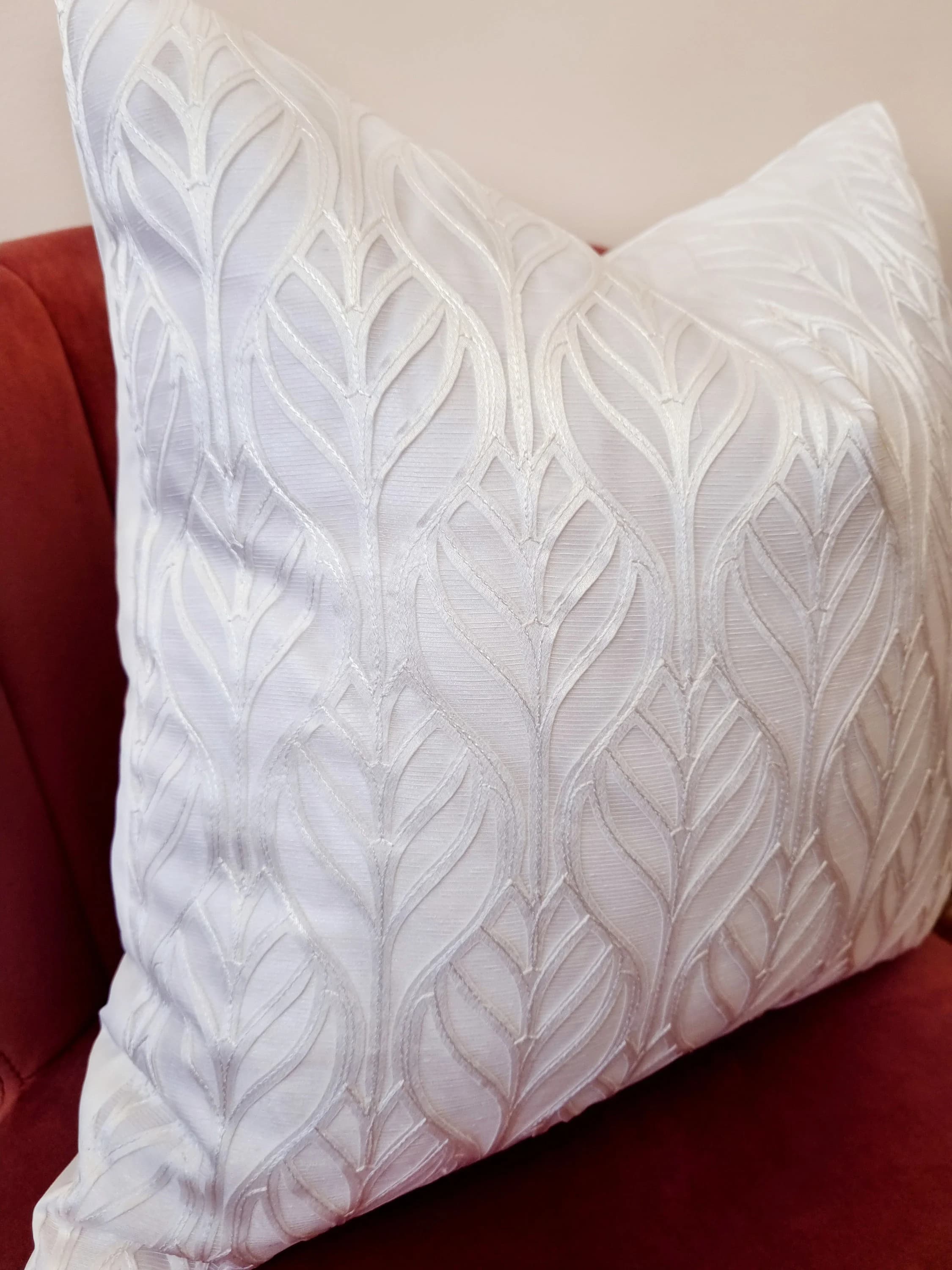 Luxury White 18x18 Cushion Cover, Handmade, Contemporary, Cover Decorative Pillow - image 5