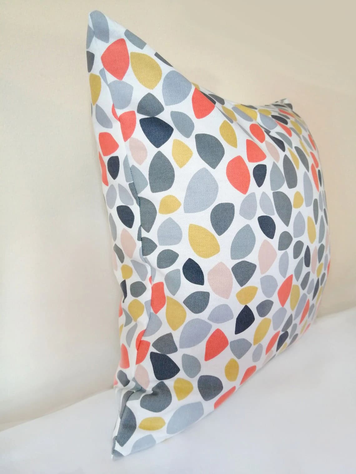 Handmade Double Sided Cotton Cushion Cover: Grey, Yellow & Orange - image 4