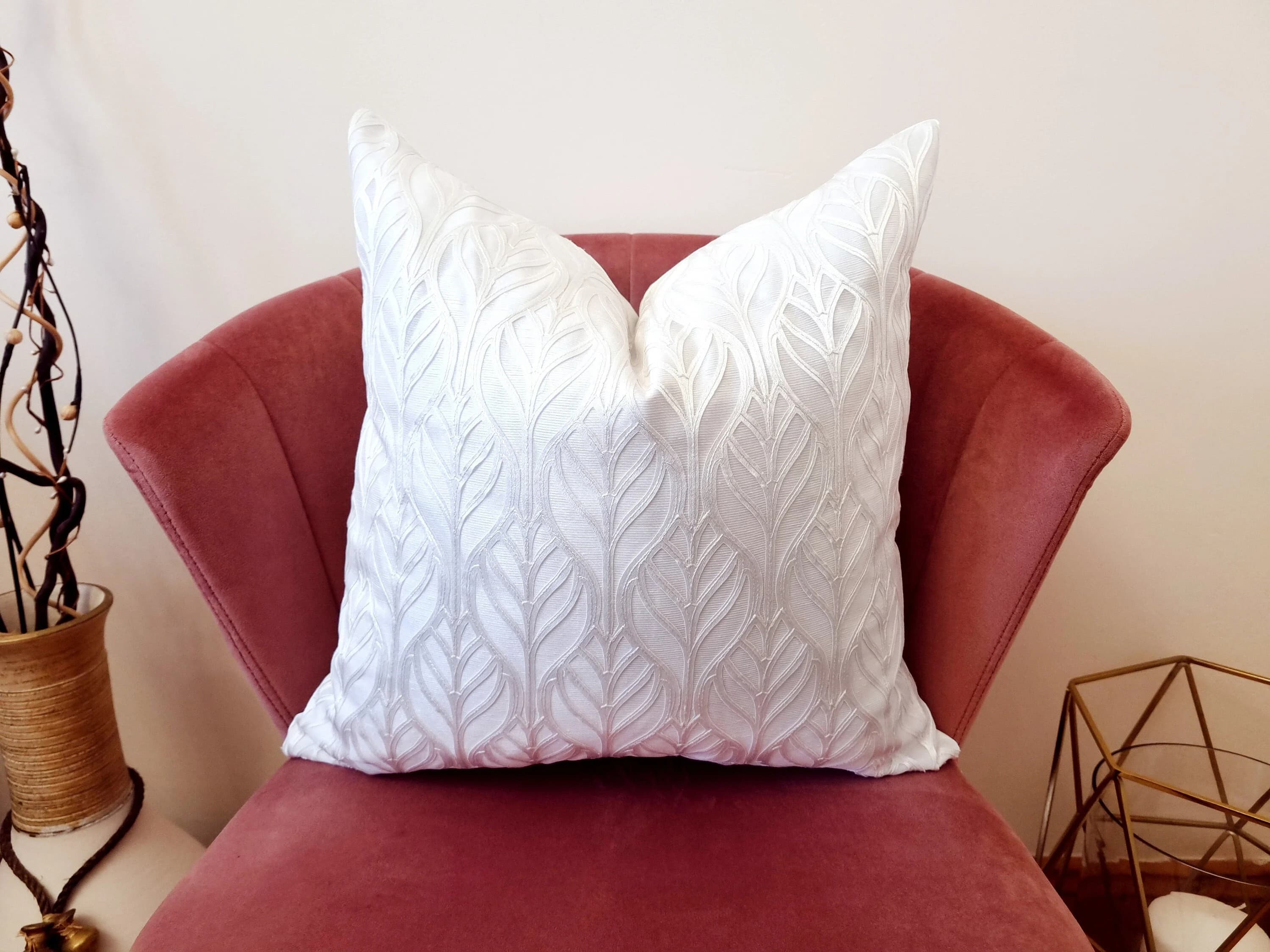 Luxury White 18x18 Cushion Cover, Handmade, Contemporary, Cover Decorative Pillow