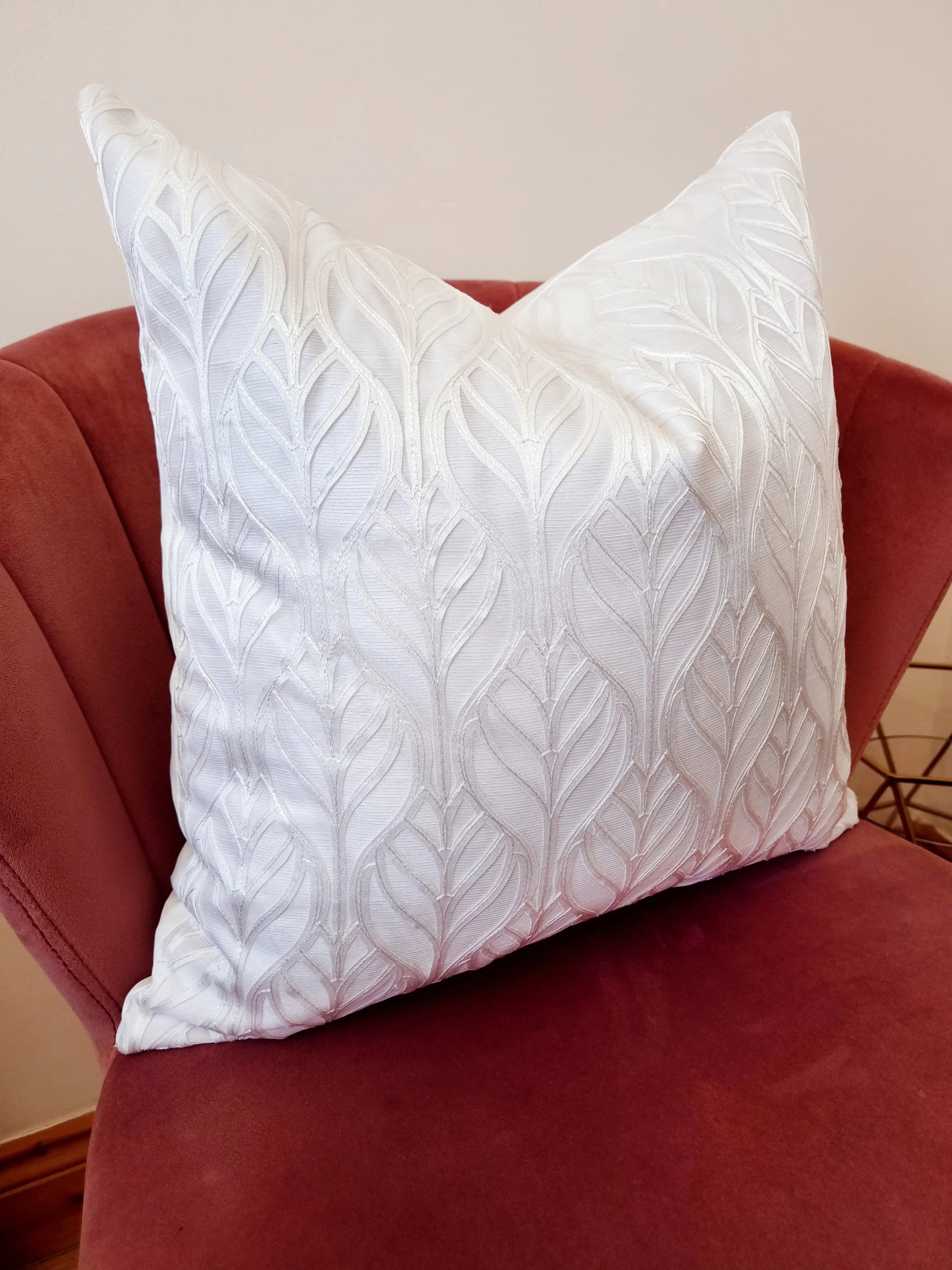 Luxury White 18x18 Cushion Cover, Handmade, Contemporary, Cover Decorative Pillow - image 3