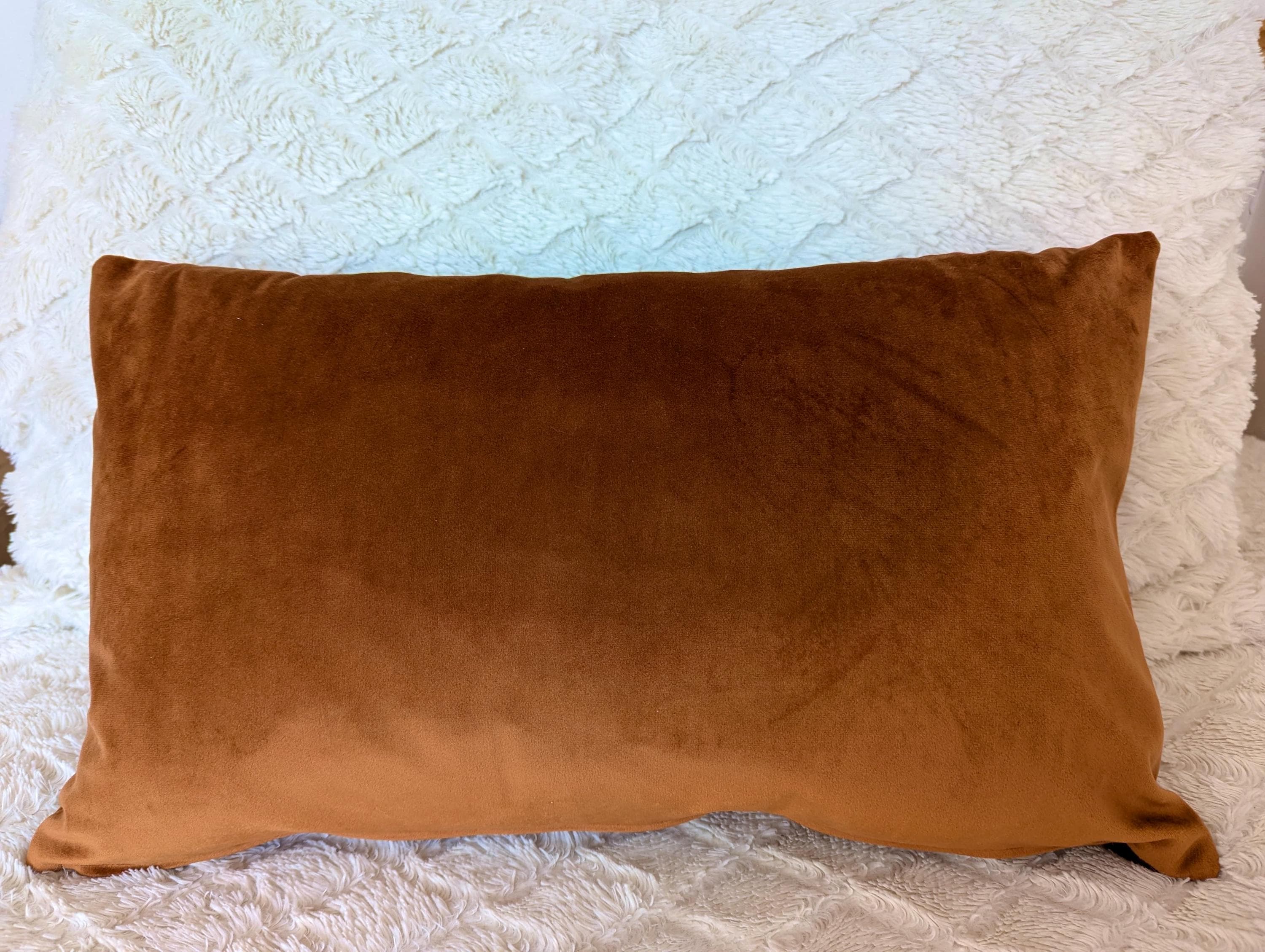 Burnt Orange Velvet Pillow Cover: Handmade Modern Cushion (19x11) - image 3