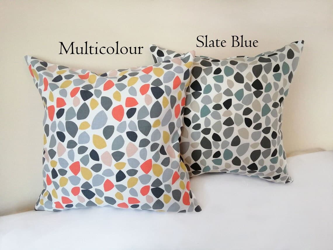 Handmade Double Sided Cotton Cushion Cover: Grey, Yellow & Orange - image 2
