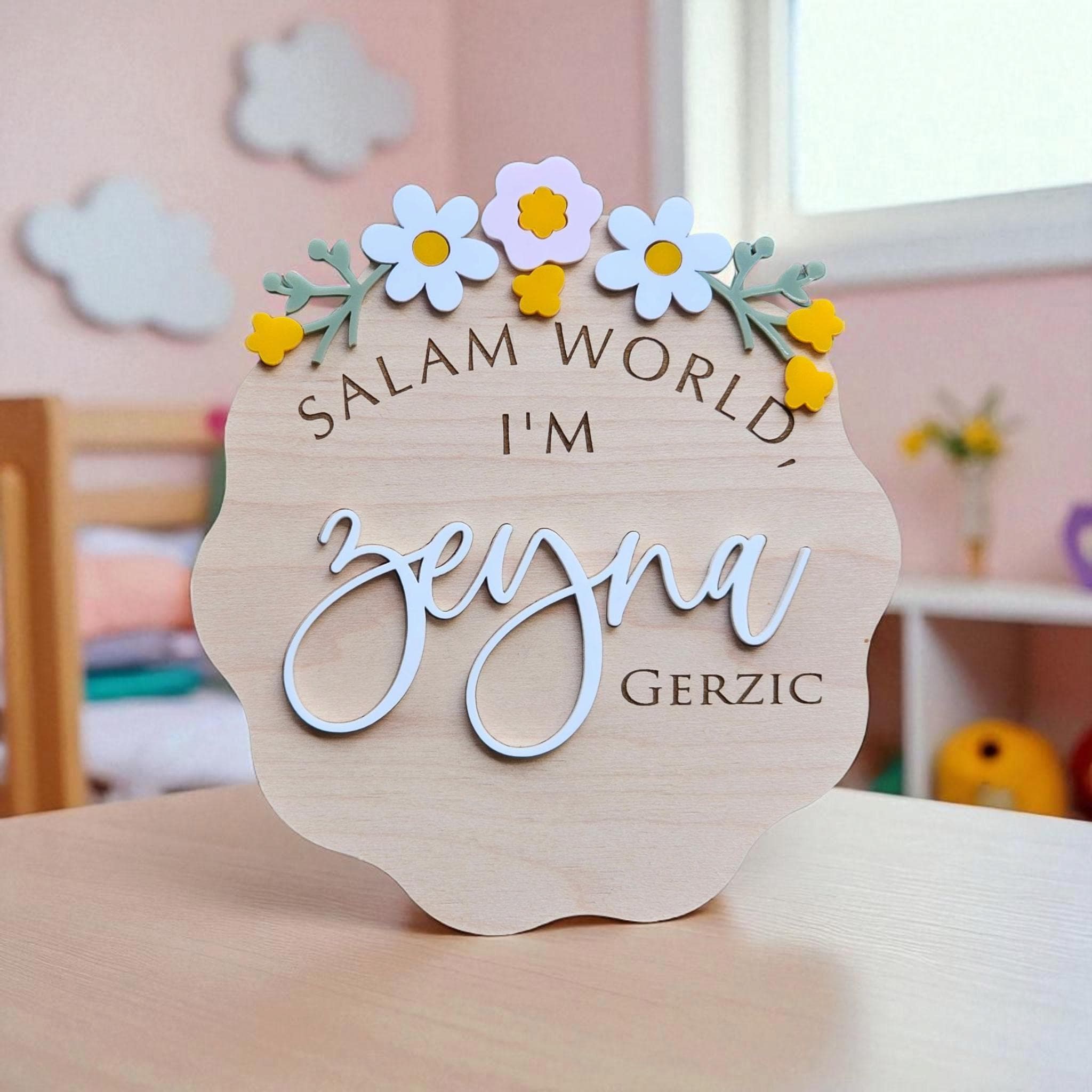 Salam World Baby Announcement Sign: Islamic Newborn Gift - image 4