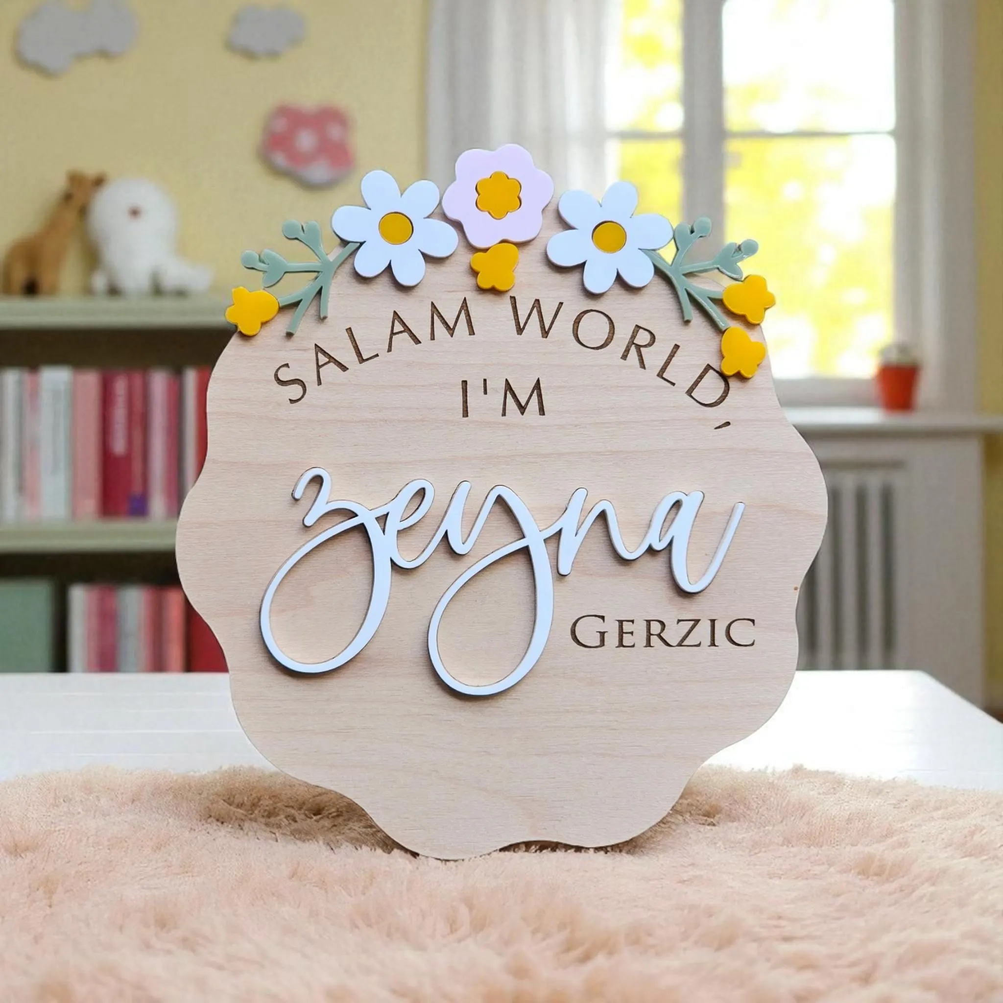 Salam World Baby Announcement Sign: Islamic Newborn Gift