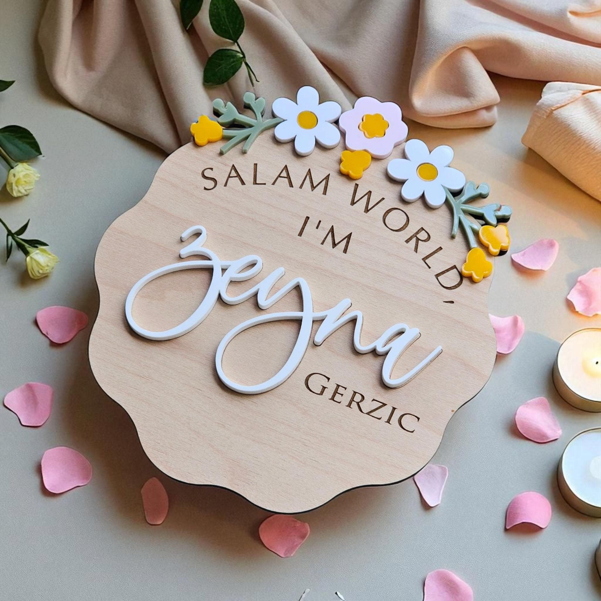 Salam World Baby Announcement Sign: Islamic Newborn Gift - image 3