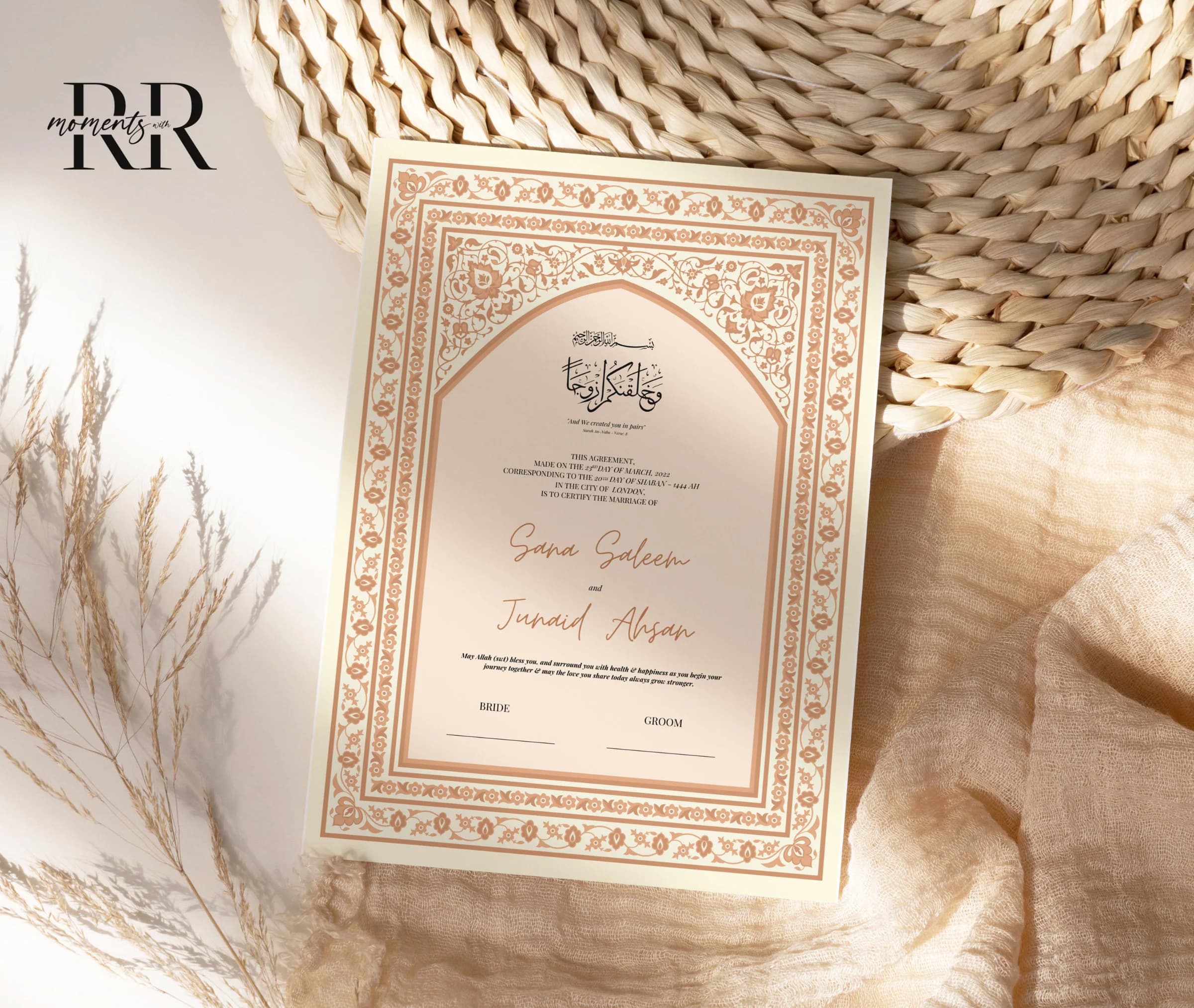 Nikkah Contract Template,Printable Nikkah Contract,Editable Nikkahnama,Muslim Wedding Certificate,Digital Download,Islamic Marriage Contract