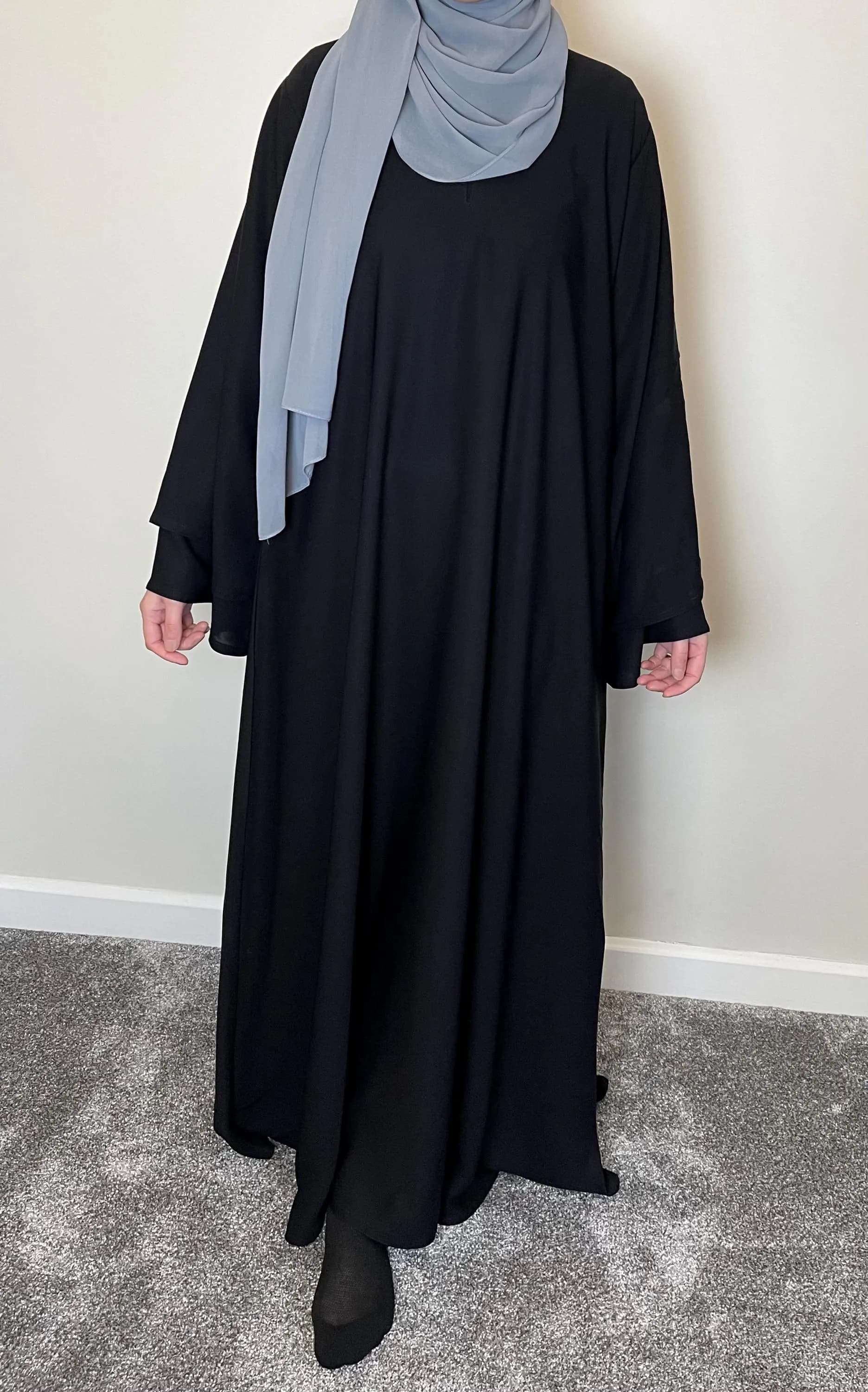 Black Nida Dual layered Sleeve Closed Abaya - image 3