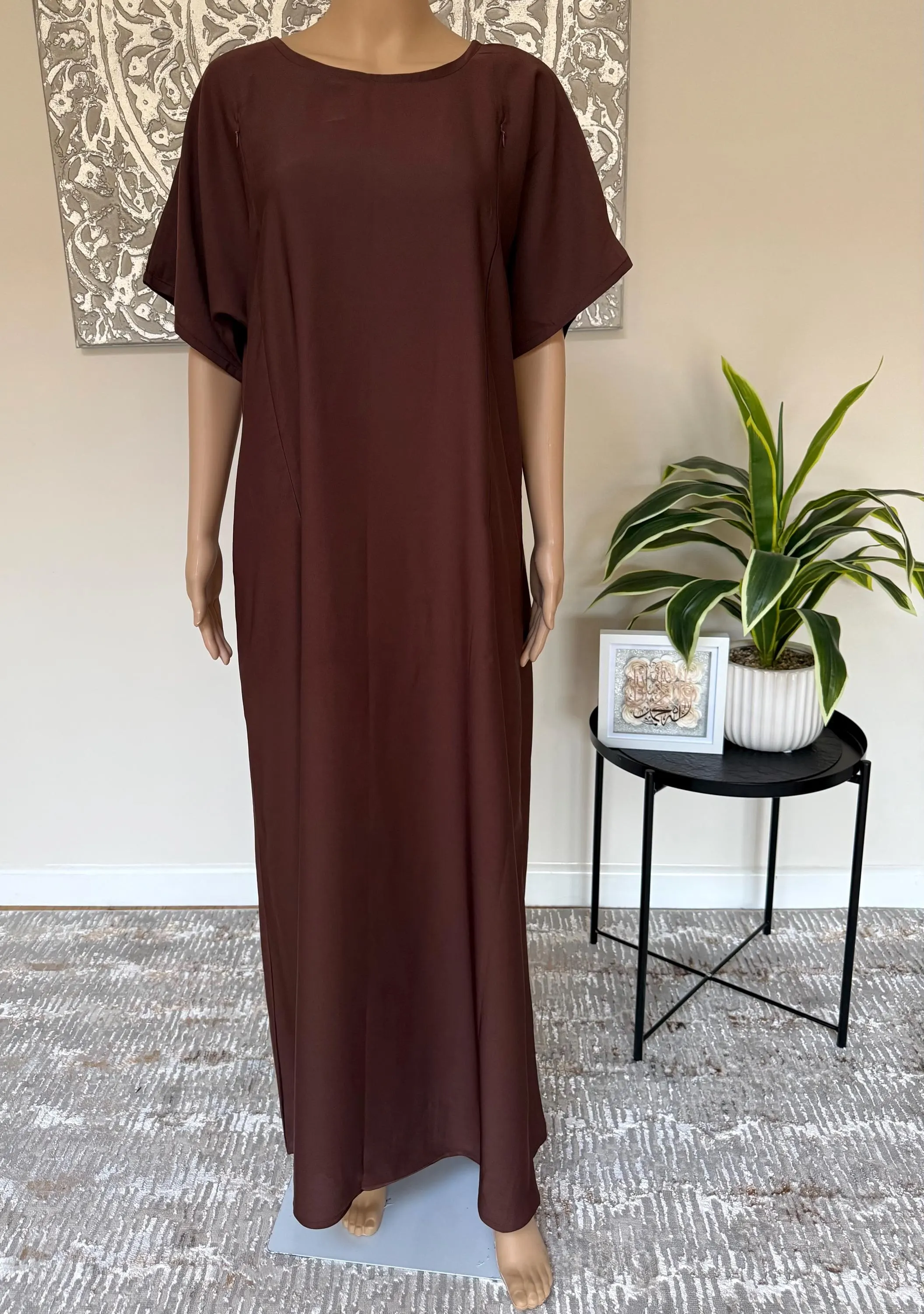 Breast Feeding / Nursing Friendly Dark Brown Nida Inner Slip Dress - Abaya - image 5