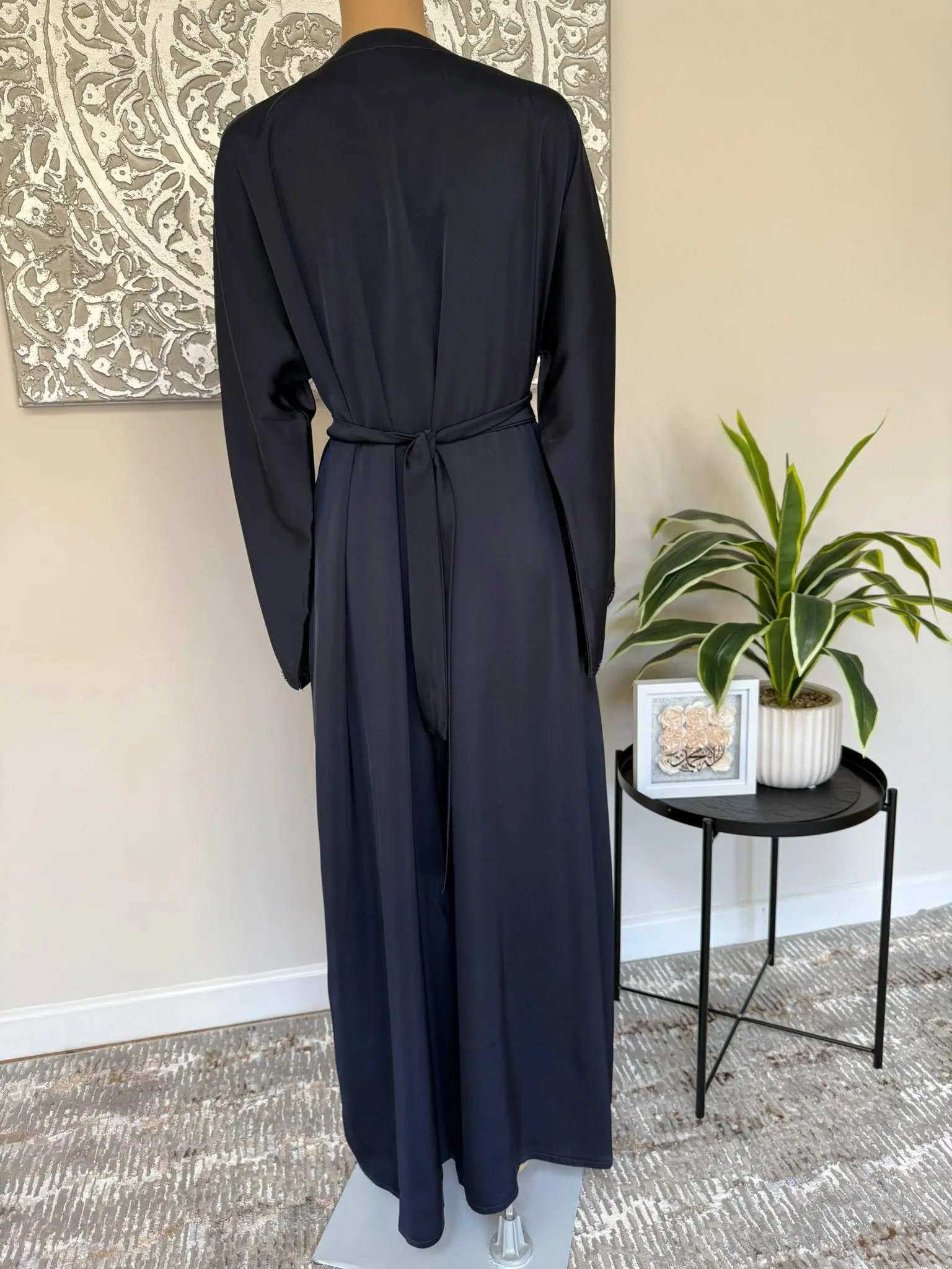 Premium Hand Embellished Navy Blue Open Abaya - image 5