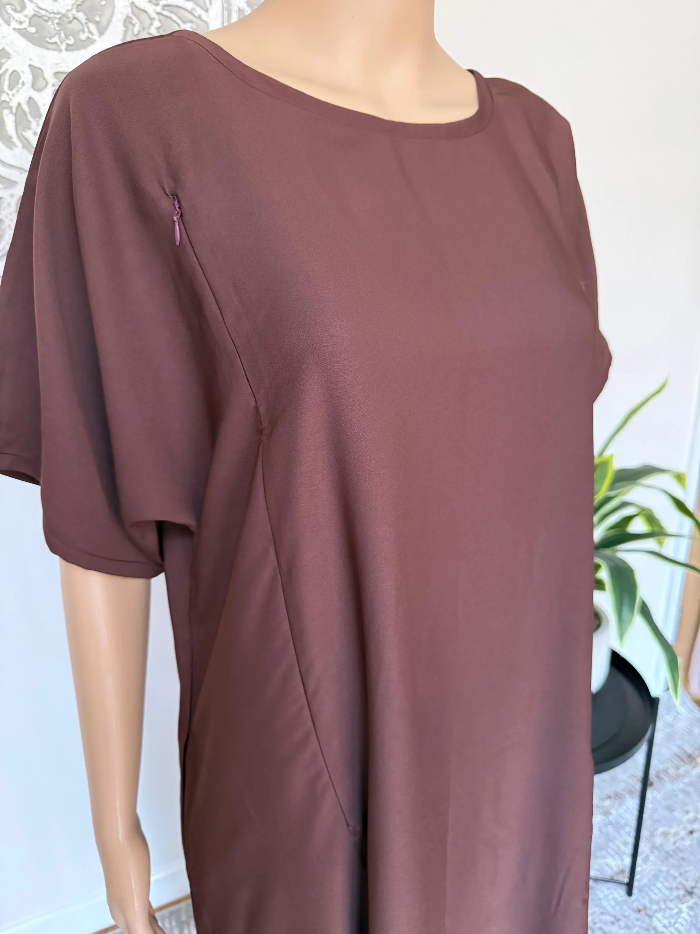 Breast Feeding / Nursing Friendly Dark Brown Nida Inner Slip Dress - Abaya - image 3