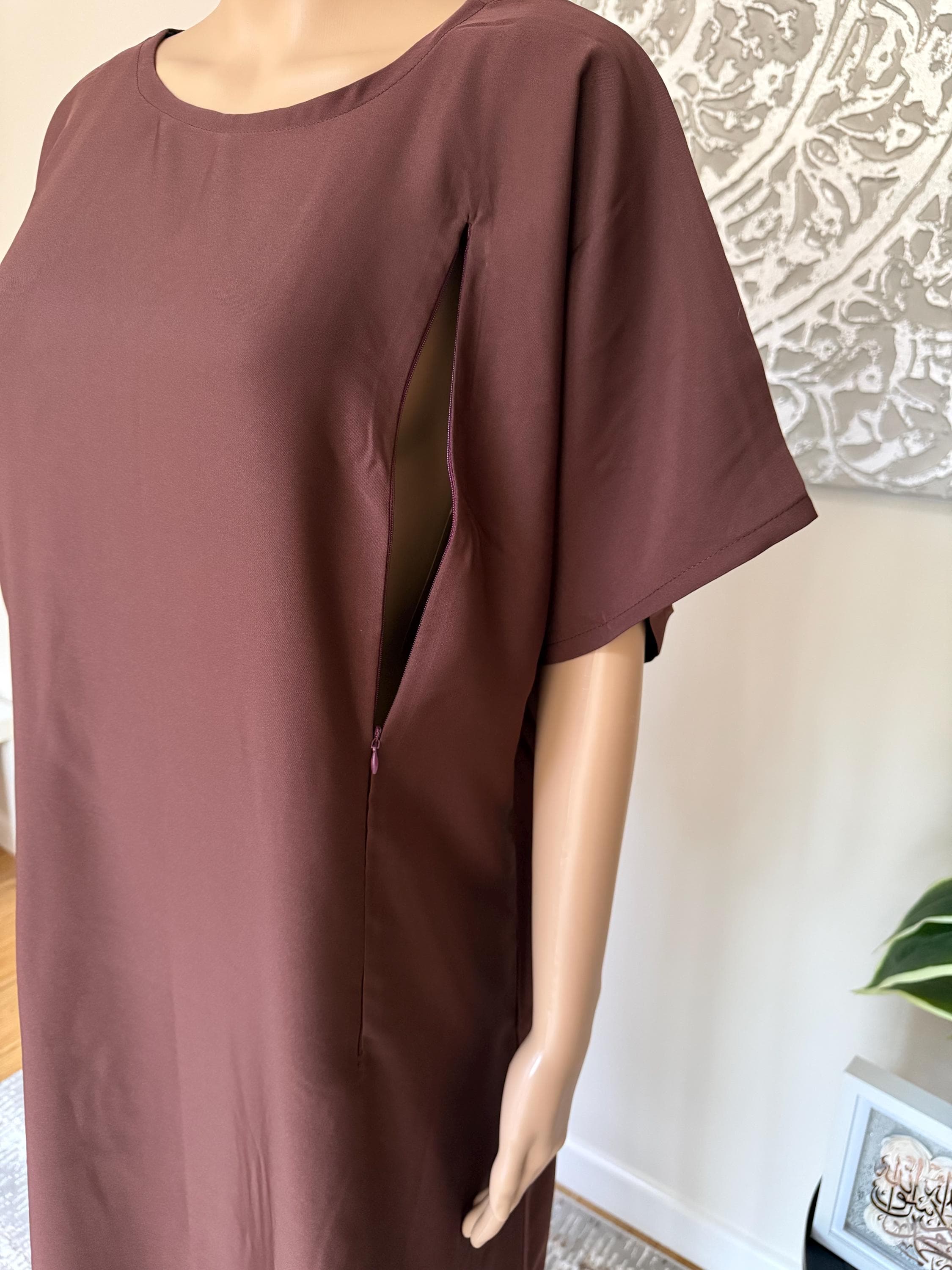 Breast Feeding / Nursing Friendly Dark Brown Nida Inner Slip Dress - Abaya - image 2