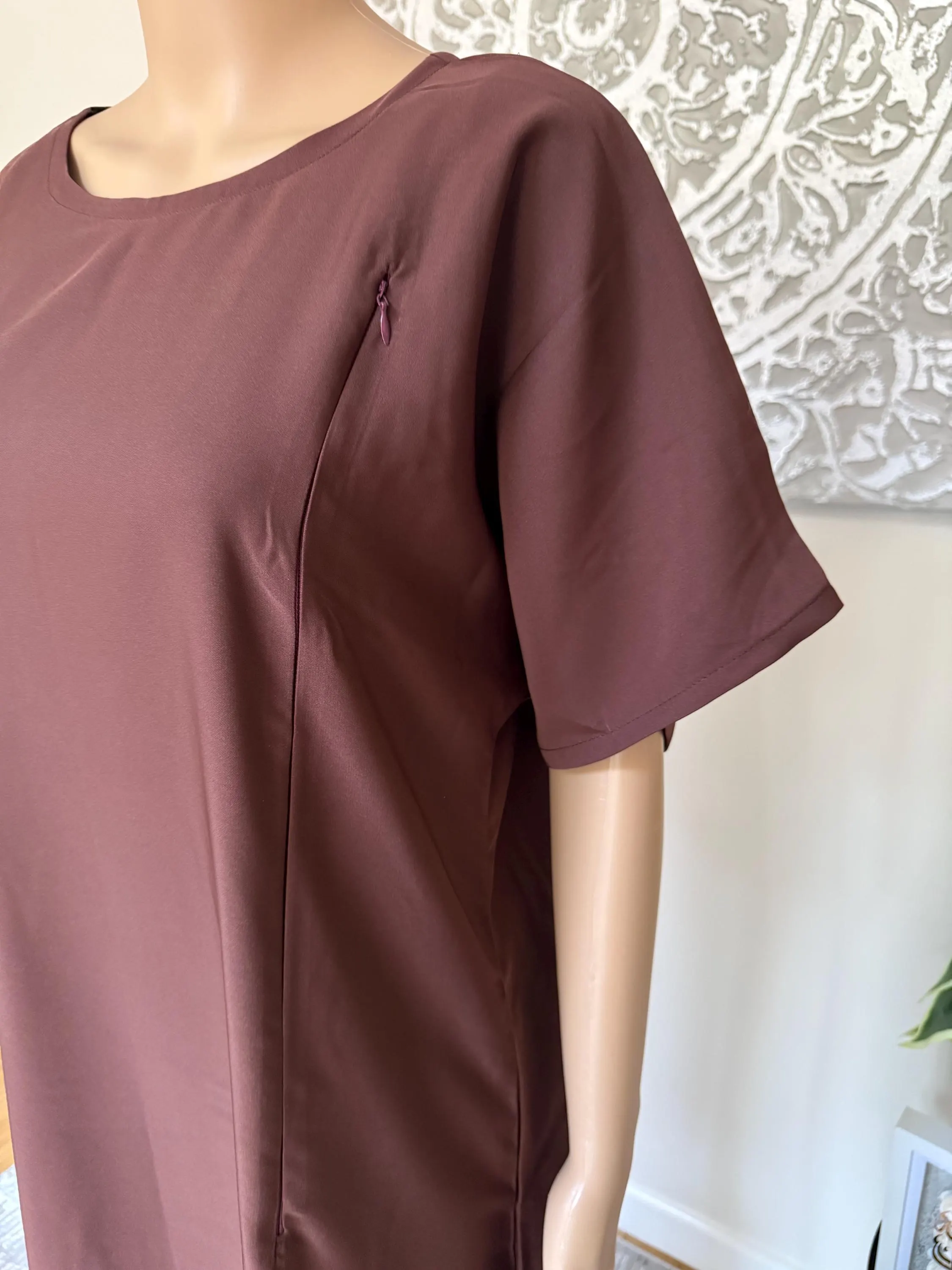 Breast Feeding / Nursing Friendly Dark Brown Nida Inner Slip Dress - Abaya - image 4