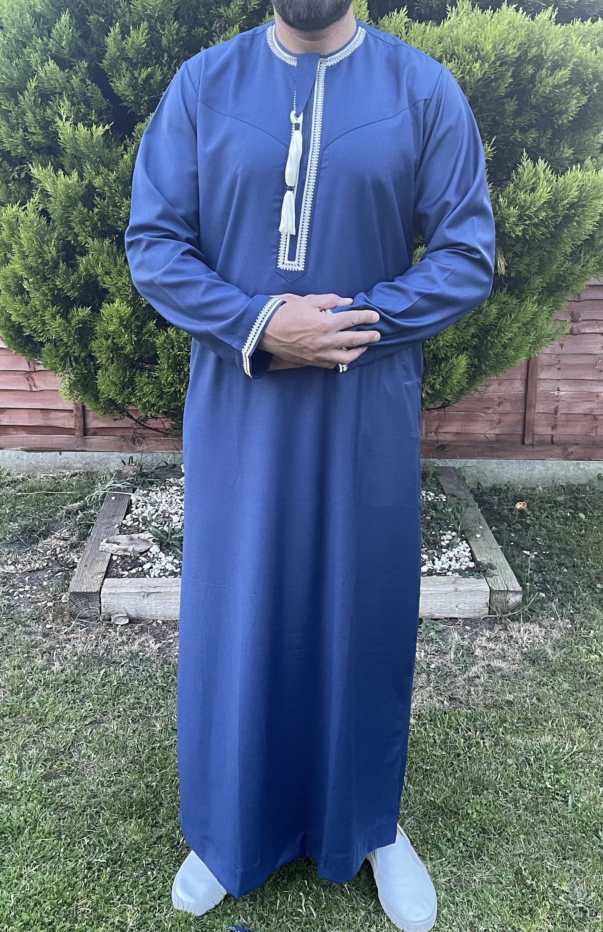 Premium Men’s Royal Blue Embroidered Omani Thobe - image 3