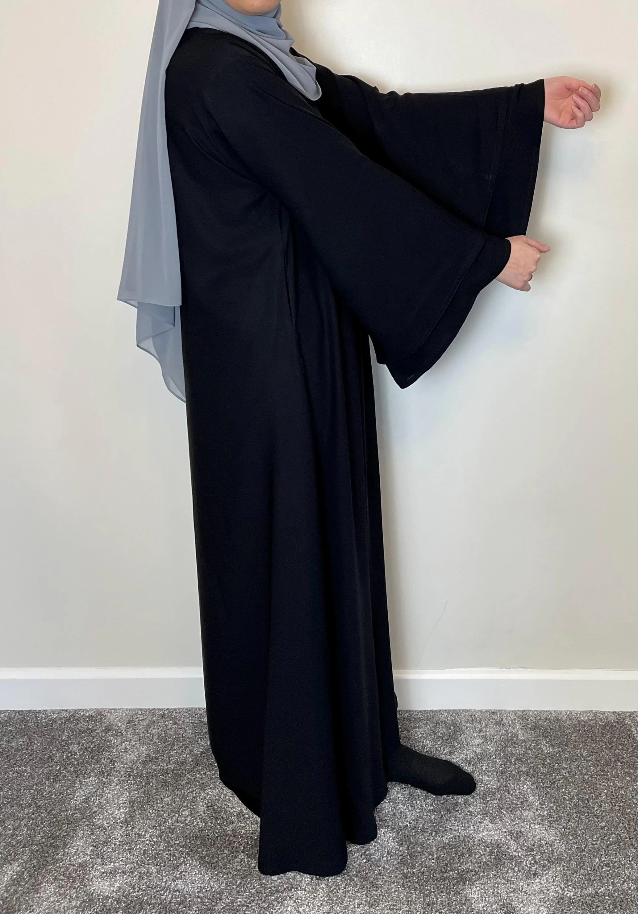Black Nida Dual layered Sleeve Closed Abaya - image 5