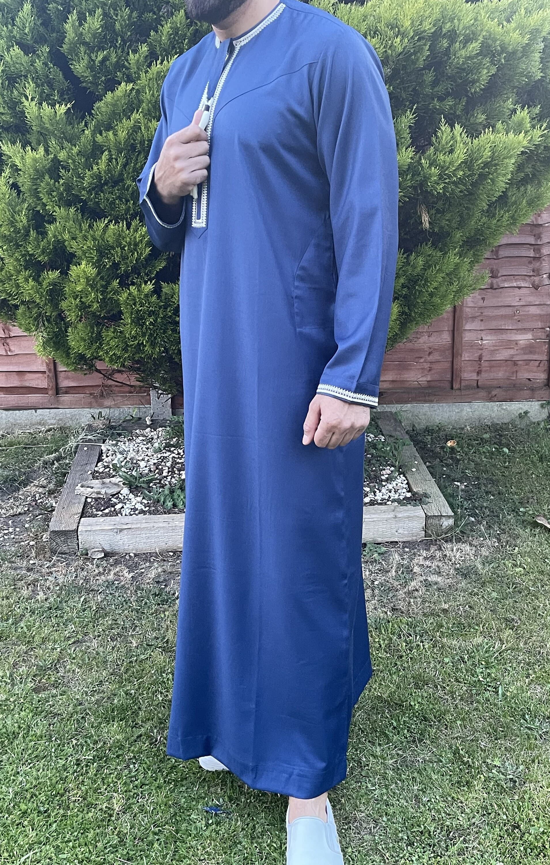 Premium Men’s Royal Blue Embroidered Omani Thobe - image 5