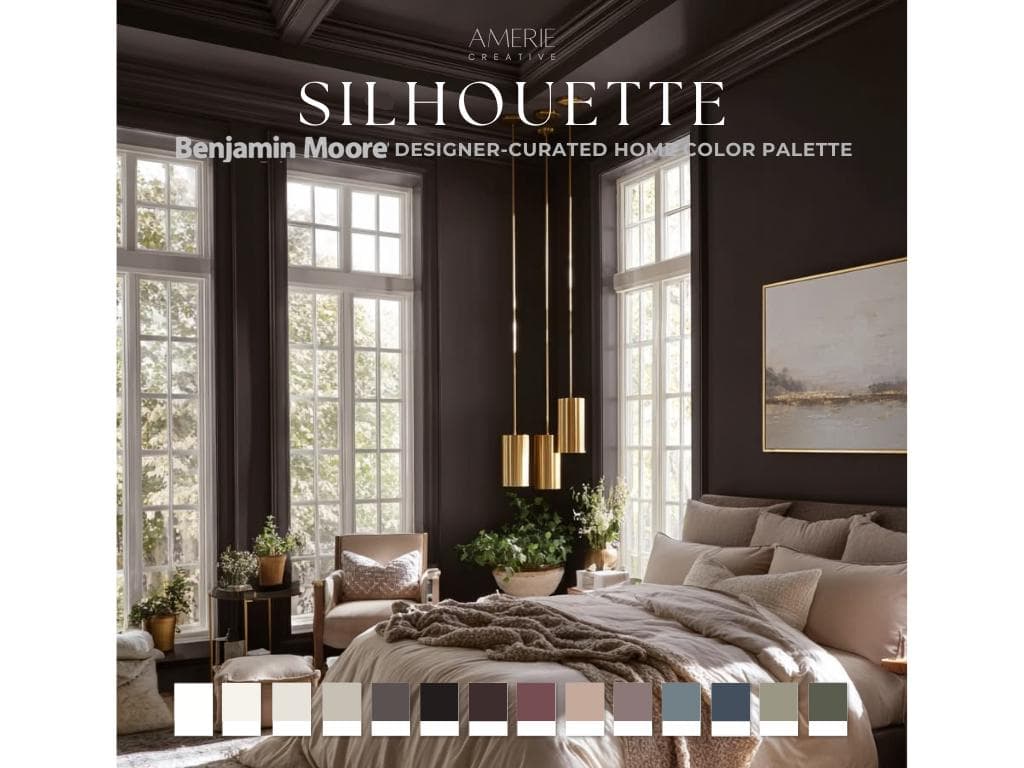 Benjamin Moore Silhouette paint color palette | Whole home paint color scheme Warm neutral paint colors 2026 silhouette complimentary color
