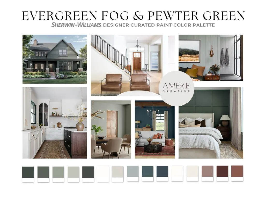 Evergreen Fog Sherwin Williams Paint Color Palette Pewter Green Sherwin Williams paint color scheme Whole home paint color palette whole house paint color scheme sherwin williams green paint colors 
olympic range sherwin williams rock bottom sensible hue pure white sherwin williams alabaster white duck gossamer veil silvermist still water mount etna cocoa berry dark auburn arresting auburn canyon clay terracotta paint colors dark plum purple dark red brown paint colors