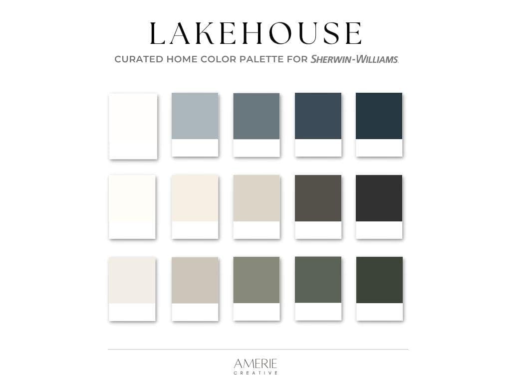 Lakehouse Paint Color Palette Sherwin Williams Modern Coastal house paint color scheme gray blue green grey warm neutral paint colors 2026