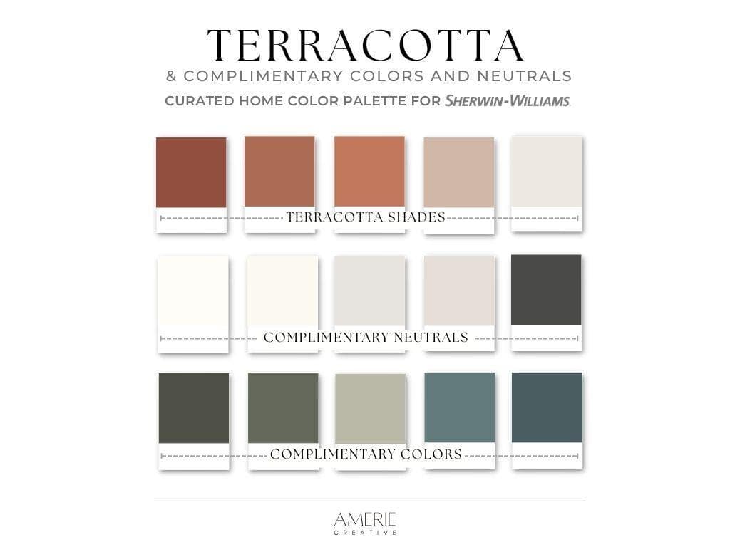 TerraCotta Paint Color Palette Sherwin Williams paint palette  Hacienda paint color scheme earthy paint colors olive green terracotta paint