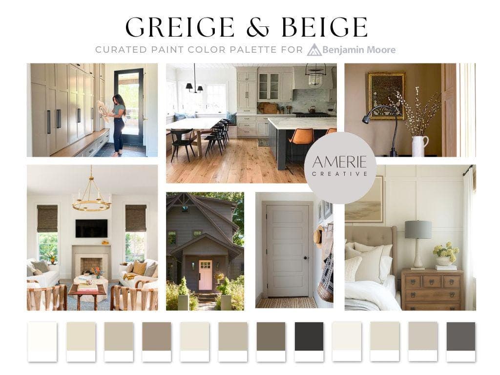 Greige Benjamin Moore Beige Benjamin Moore Paint Color Palette warm neutral paint colors warm gray grey beige taupe paint colour scheme whole house paint colors home color scheme modern classic paint colors 
Dove wing natural cream revere pewter iron mountain winds breath stone hearth fairview taupe black beauty cloud white manchester tan grant beige alexandria beige paint colors