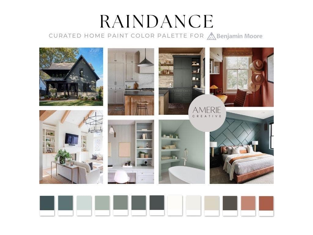 Raindance Benjamin Moore Color Palette Raindance 2026 paint colors 2026 color of the year whole house paint color scheme warm neutral paint colors raindance complimentary raindance coordinating paint colors whole home paint color scheme 
narragansett green knoxville gray quiet moments intrigue rainy afternoon deep river swiss coffee seapearl china white natural cream revere pewter amherst gray dragon's breath mexican tile georgian brick terracotta paint color