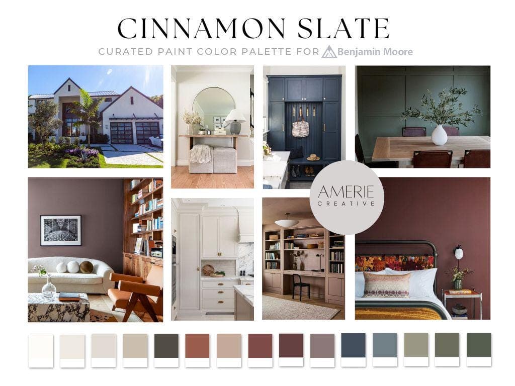 Cinnamon Slate Benjamin Moore Paint Color Palette 2025 Color of the year 2025 whole house paint color scheme whole home interior paint colors warm neutral paint colors cinnamon slate complimentary colors cinnamon slate coordinating paint colors 2025 paint color cinnamon slate color scheme
white dove classic gray edgecomb stone hearth midsummer night garrison red fading twilight hale navy creekside green dark olive vintage vogue