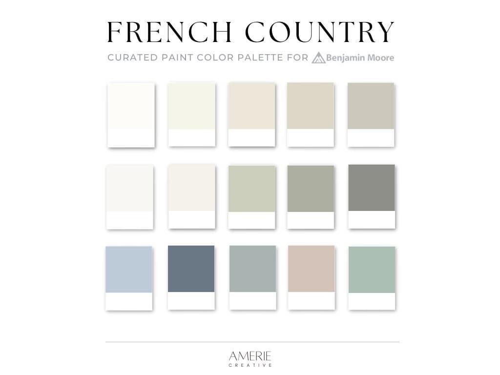 French Country House Color Palette Benjamin Moore paint palette french home paint color scheme blue gray green warm neutral paint colors